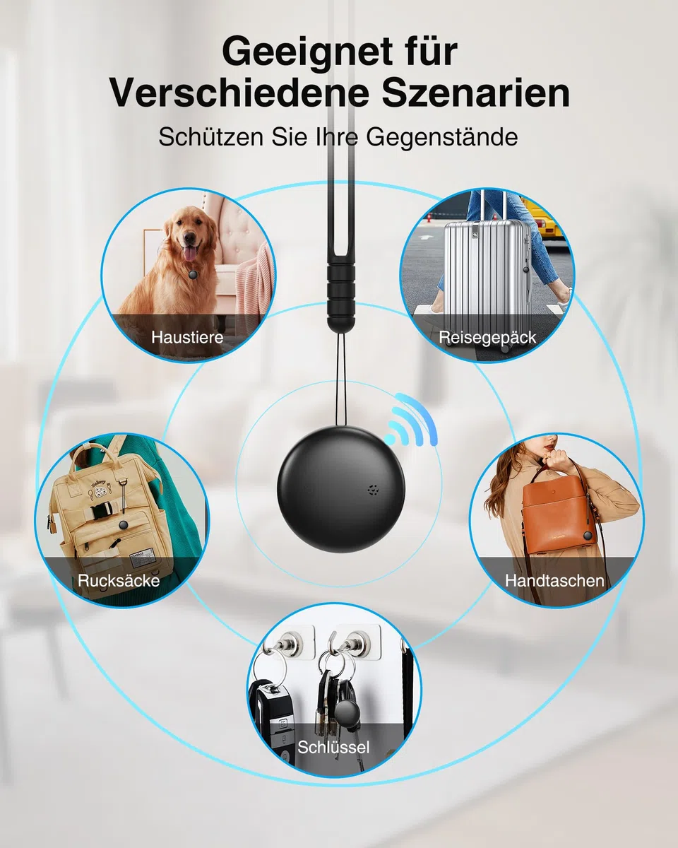 Smart GPS Tracker Tag 2 Pack - Objektfinder, Kompatibel mit der App Wo ist? (nur iOS 14.5+), Weltweiter Tracking, Tracker für Schlüssel/Koffer/Taschen, Austauschbarer Akku