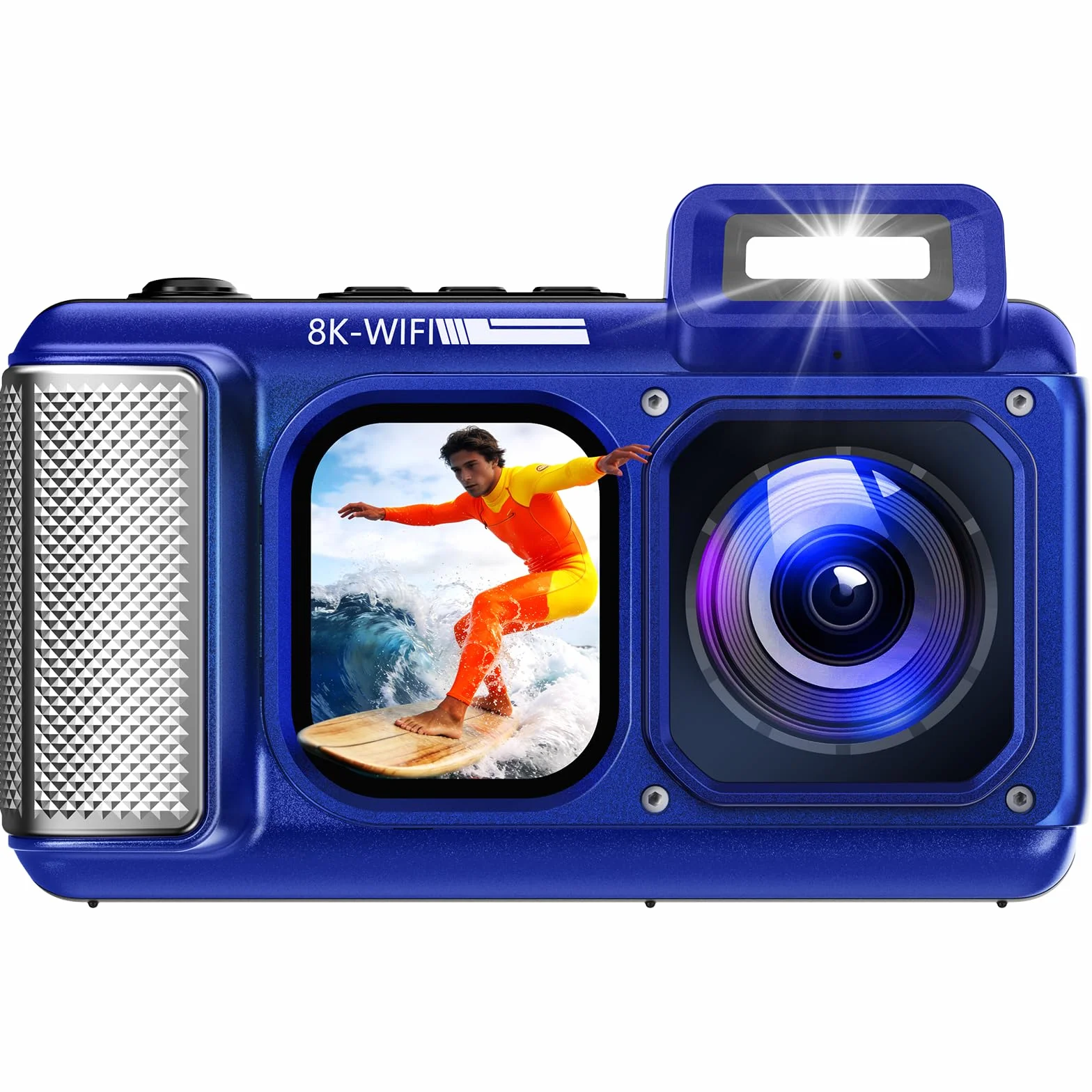 Maxmango V08 Pro 49FT Unterwasserkamera – 8K 90MP WiFi Touchscreen Unterwasserkamera Schnorcheln,2,8 Zoll Dual-Screen,Robust,Staubdicht, Stoßfest Wasserdichte Digitalkamera-64GB Karte&1800mAh Batterie