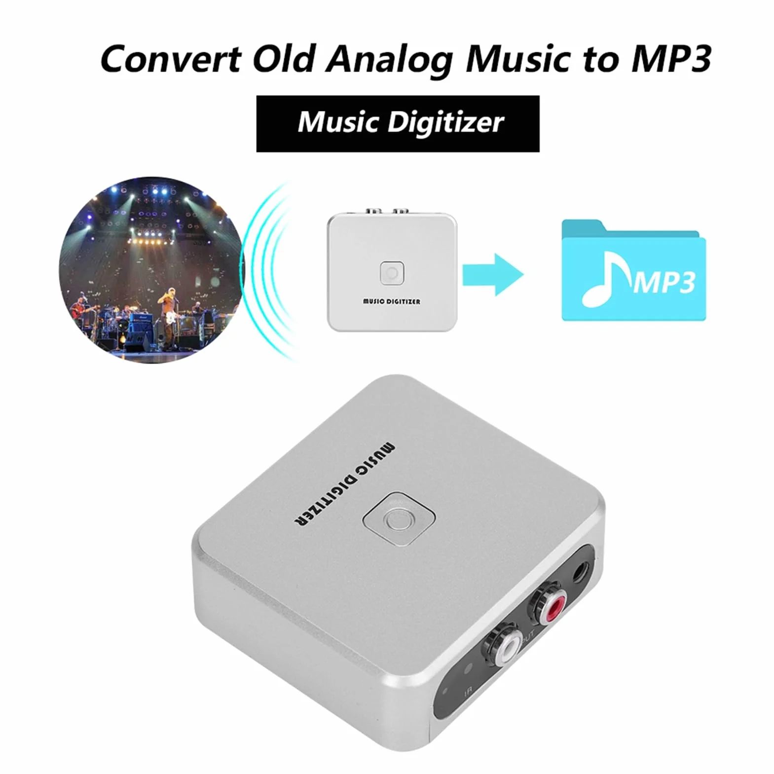 Audio Capture Box zum Konservieren Alter Musik, Analog-zu-MP3-Konverter, Aufzeichnungen von Kassetten oder LPs auf einem Flash-Laufwerk, tragbares Audio-Digitizer-System