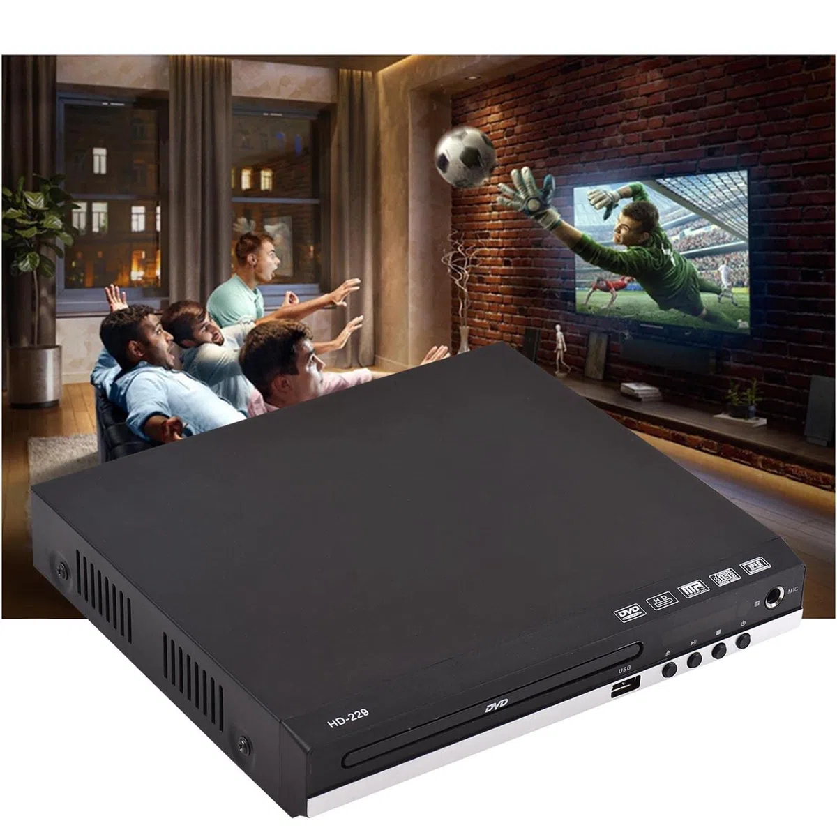 Matybobe HD-229 Heim-DVD-Player, DVD-CD-Disc-Player, digitale Multi-U-Disk-Wiedergabe, HD-AV-Ausgang mit Fernbedienung