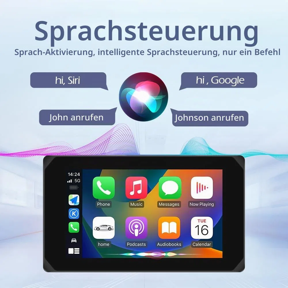 VSYSTO Motorrad Carplay Bildschirm, Kabelloses Carplay und Android Auto mit Dashcam Vorne Hinten 1080P für Moto, 5 Zoll Wasserdichter Touchscreen mit GPS Navigation, BT Audio, Siri Assistant, TPMS