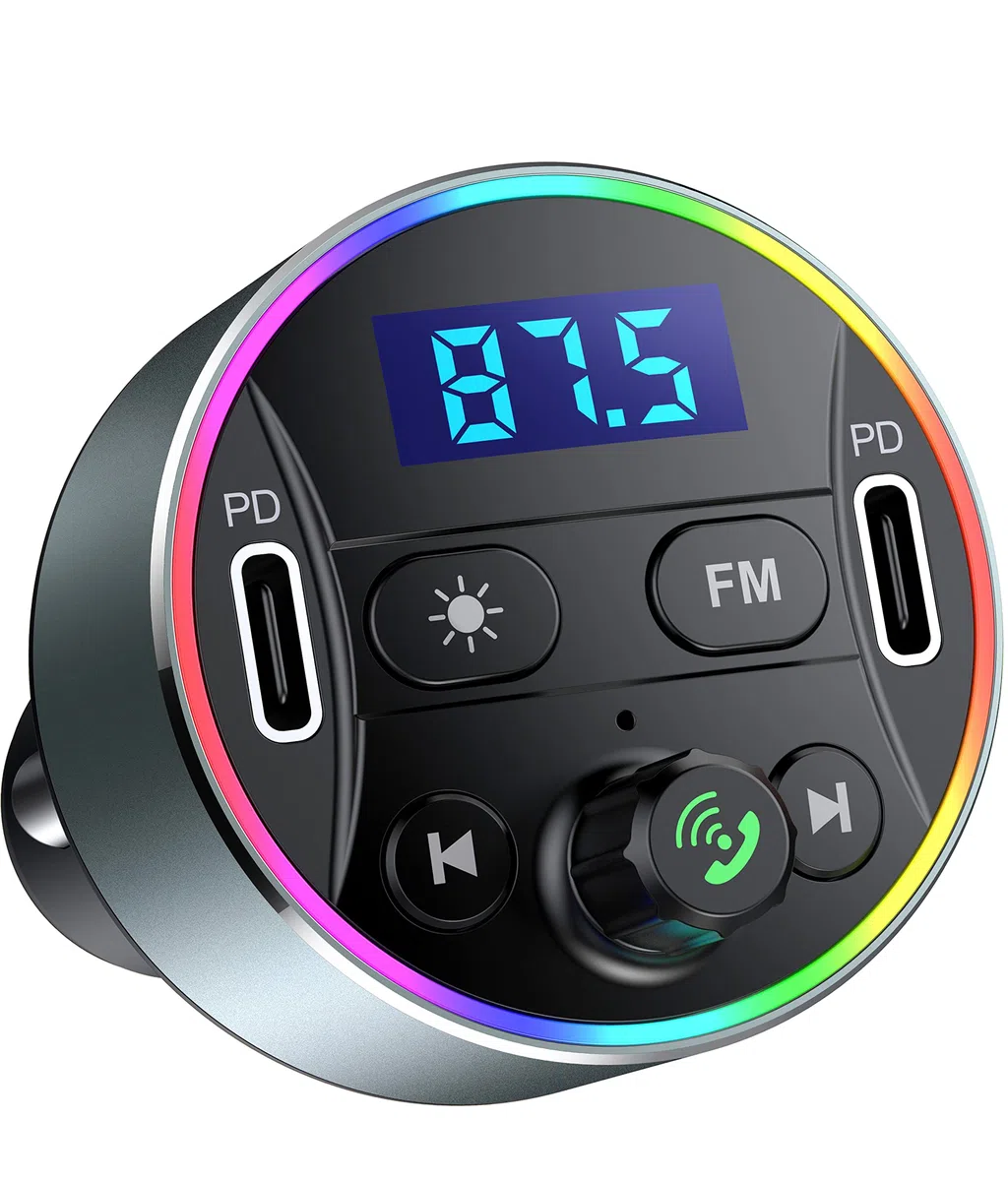 Bluetooth 5.3 FM-Transmitter, Dual PD 40W Typ-C USB kfz Schnelles Ladegerät, Kabellos Bluetooth Auto Adapter mit Mikrofon und HiFi-Sound MP3 Musikplayer, Radio Audio Receiver Support Freisprechanrufe