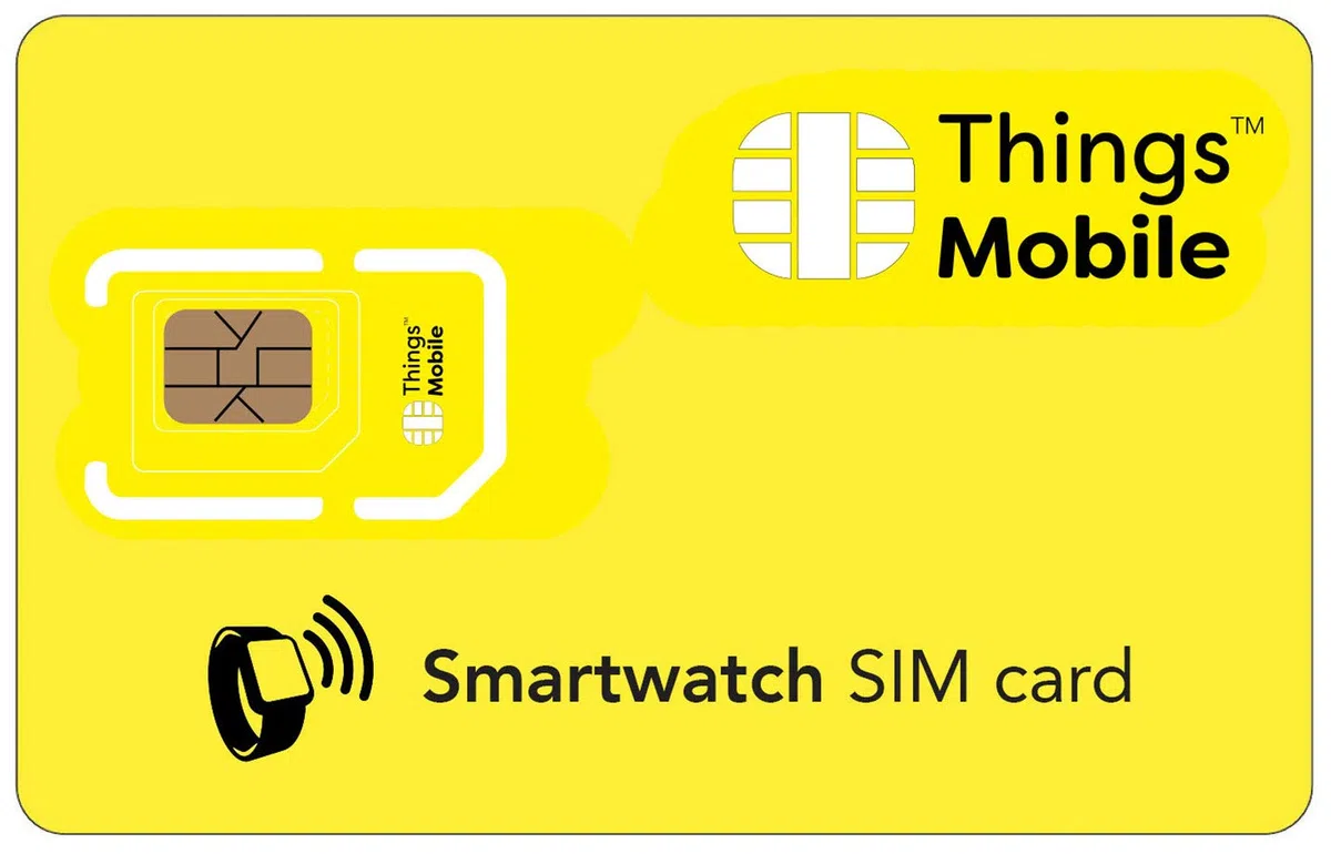 SIM-Karte für SMARTWATCH - Things Mobile - mit weltweiter Netzabdeckung und Mehrfachanbieternetz GSM/2G/3G/4G. Ohne Fixkosten und ohne Verfallsdatum. 60 € Guthaben inklusive
