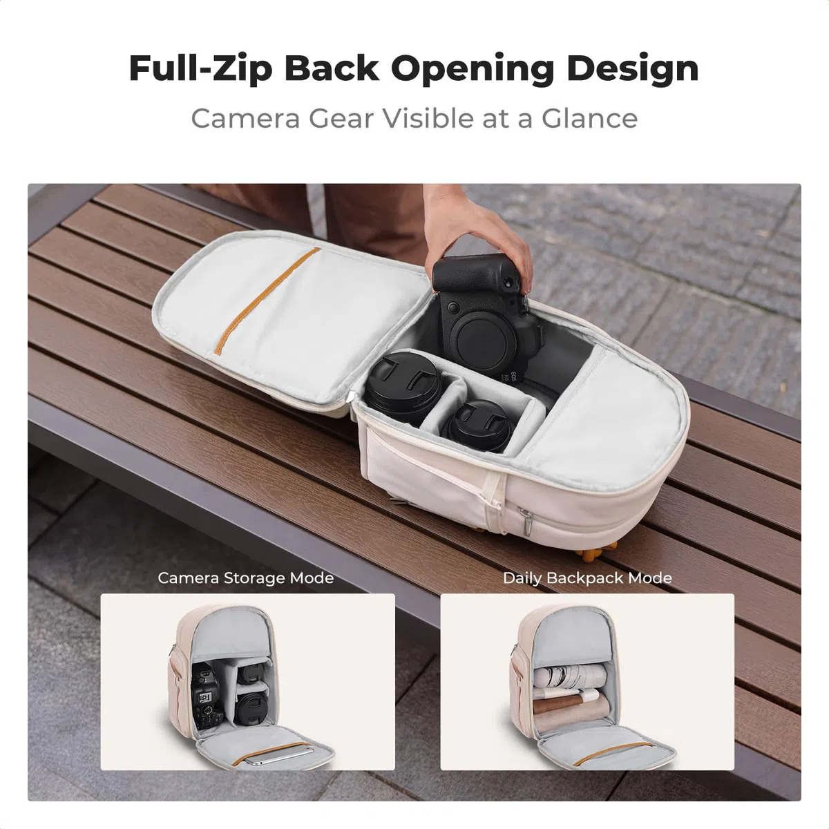 K&F CONCEPT Kamerarucksack, tragbare Kameratasche für den Alltag mit herausnehmbaren Trennwänden für Frauen, geeignet für Spiegelreflexkameras, Objektive und Tablets