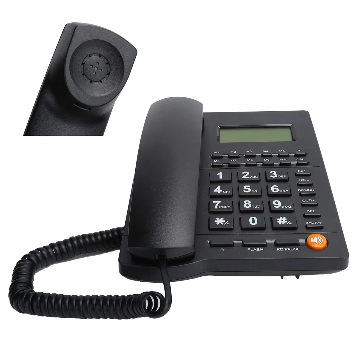 Schnurgebundenes Telefon, Kabelgebundenes Haustelefon, Telefon mit Großen Tasten für ältere Menschen, Anrufer ID-Anzeige/HD Anrufqualität (Rauschunterdrückung), Plug-and-Play. Schwarz
