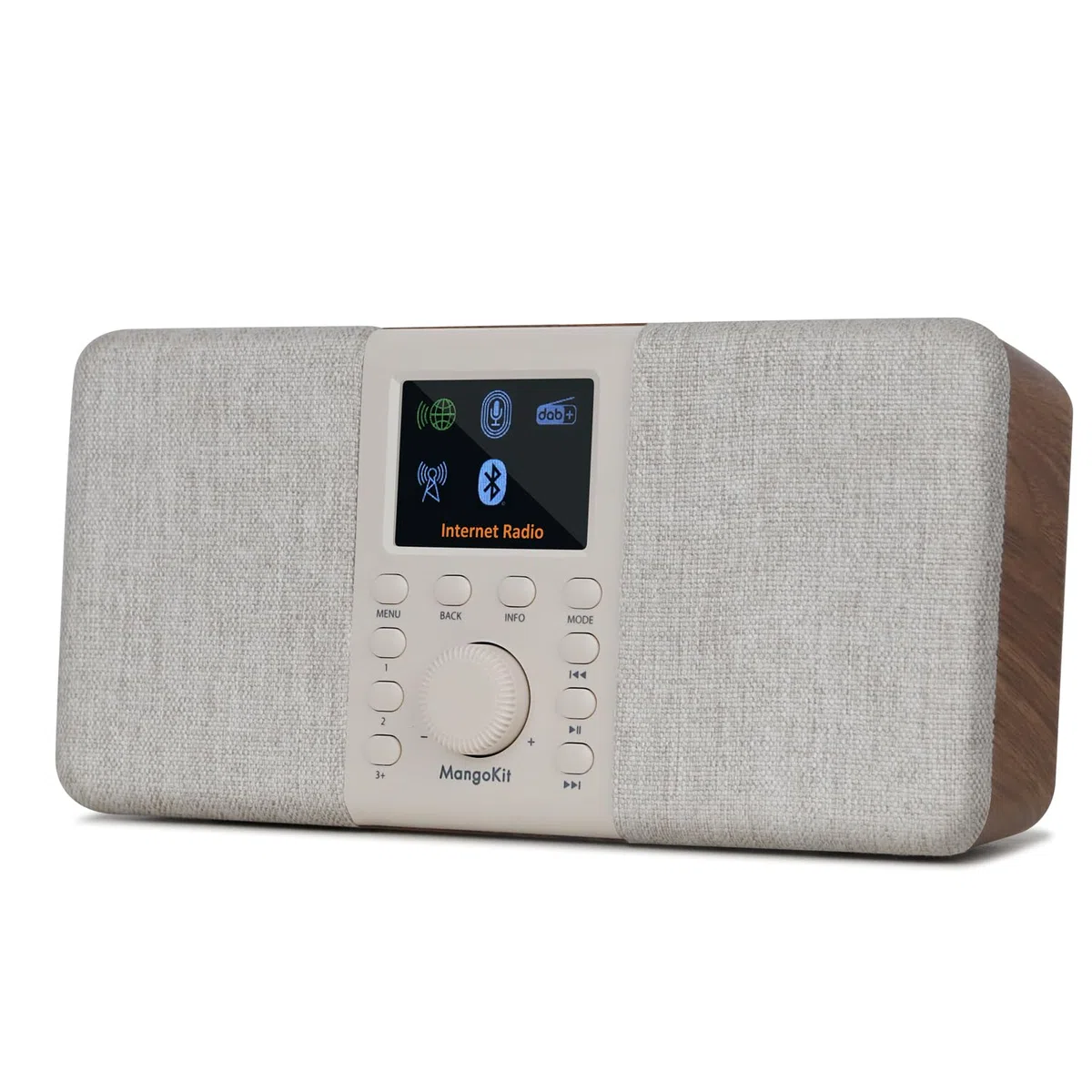 SR20 Stereo Internetradio WLAN, DAB Radio mit Bluetooth, DAB Plus Radios, Digitalradio, UKW Internet Radio, Küchenradio, Podcast Player, App Fernsteuerung, Farbdisplay,Doppelalarm-Walnuss