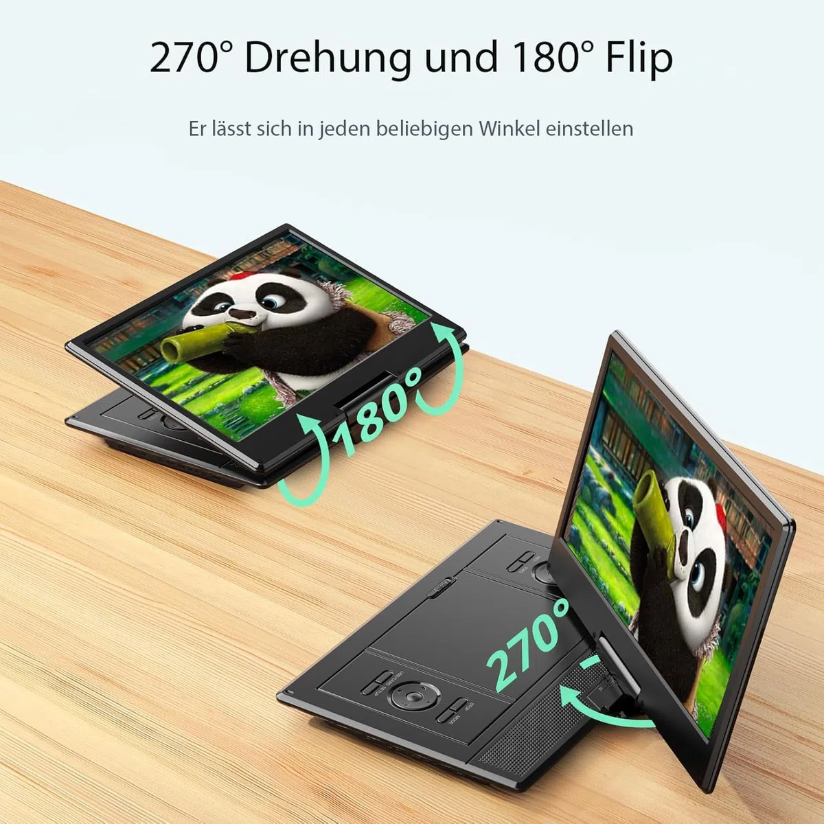 Yoton16,9" Tragbarer DVD-Player mit 14,1" HD-Drehbildschirm, ideal fürs Auto, 6 Stunden Akkulaufzeit, intelligente Speicherwiedergabe, USB/SD-Karten-Unterstützung [Kein Blu-ray-Support]