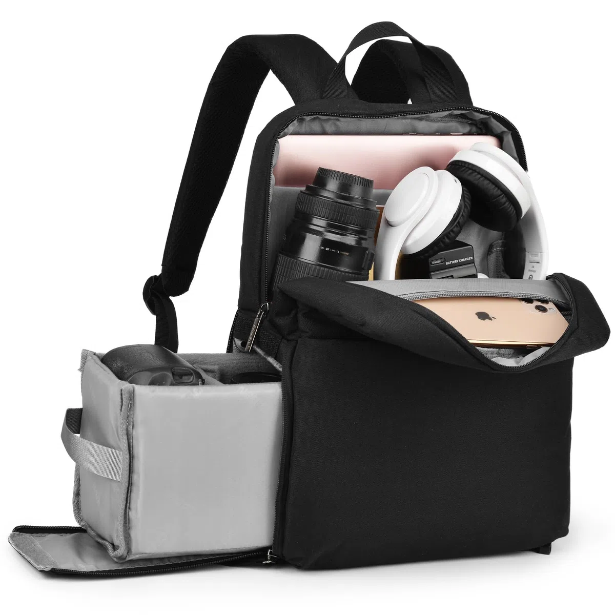 Kamerarucksack, CADeN Wasserdicht Kameratasche Dual Use SLR Bag Diebstahl Fotorucksack Kompatibel mit spiegelreflexkamera Canon Nikon Sony Stativ(Schwarz)