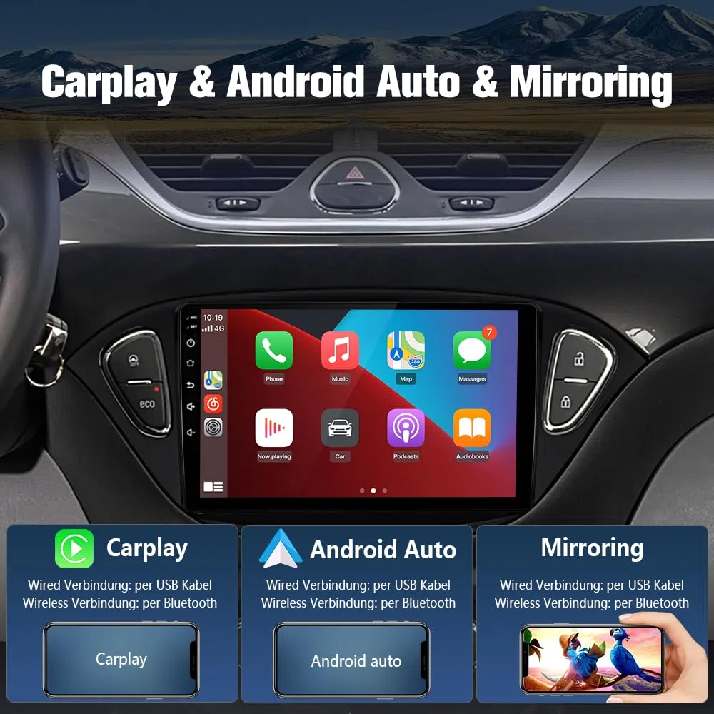 Junsun Android Autoradio für Opel Corsa E (2015-2019), Opel Adam (2013-2016) 2GB+64GB CarPlay, Android Auto, FM Radio, Bluetooth, WLAN, Navigtion, Lenkradsteuerung