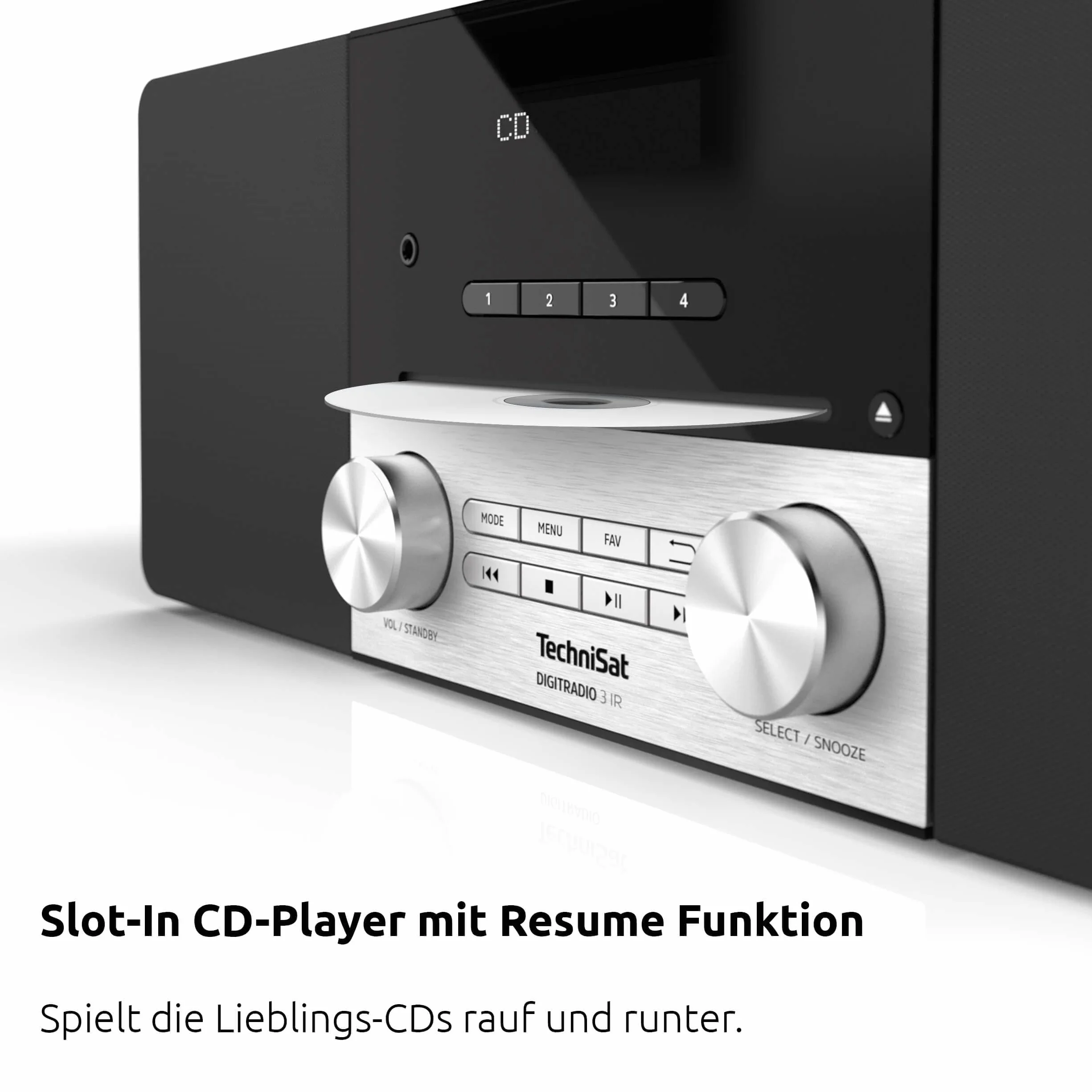 TechniSat DIGITRADIO 3 IR - Stereo DAB Radio Kompaktanlage (DAB+, UKW, CD-Player, Bluetooth, Internetradio, USB, Kopfhöreranschluss, AUX-Eingang, Radiowecker, 20 Watt RMS) schwarz