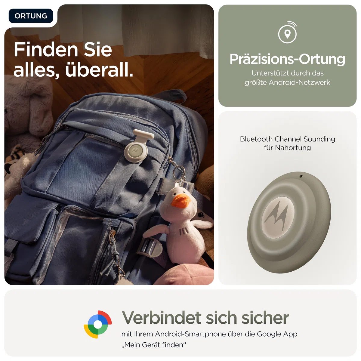 Motorola Moto Tag – Smart Tracker, 1er Pack (Android- und iOS-kompatible, Bluetooth 6.0, IP67 Wasserschutz, Finder für Schlüssel, Gepäckstücke und vieles mehr), Pantone Laurel Oak