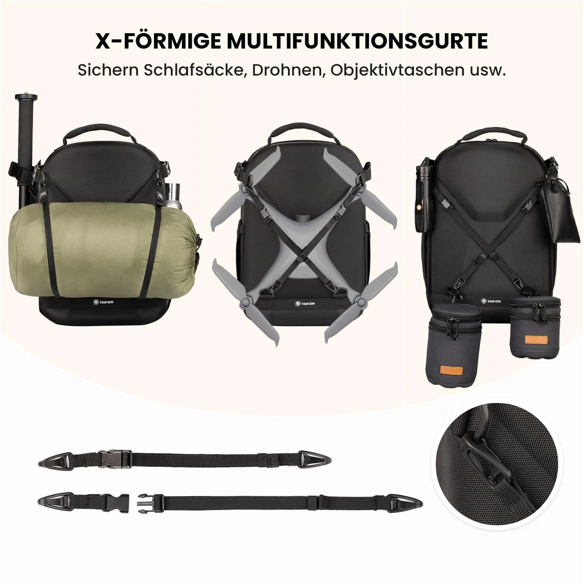 TARION Kamerarucksack, Fotorucksack mit Hartschalen, Stoßfest, wasser- und abriebfeste Kameratasche mit 14,5 Zoll Laptopfach, DSLR Rucksack für Drohnen, Spiegelreflexkameras und Zubehör
