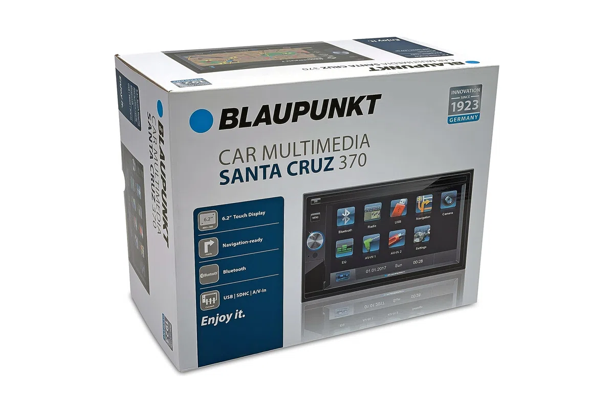 Blaupunkt Santa Cruz 370 DAB mit PKW-Navigation und TMC-Modul, 2-DIN Car-Multimedia, 6,2 Zoll Touchscreen, Bluetooth, Freisprecheinrichtung, 2X USB, SD-Kartenleser, 180 Watt