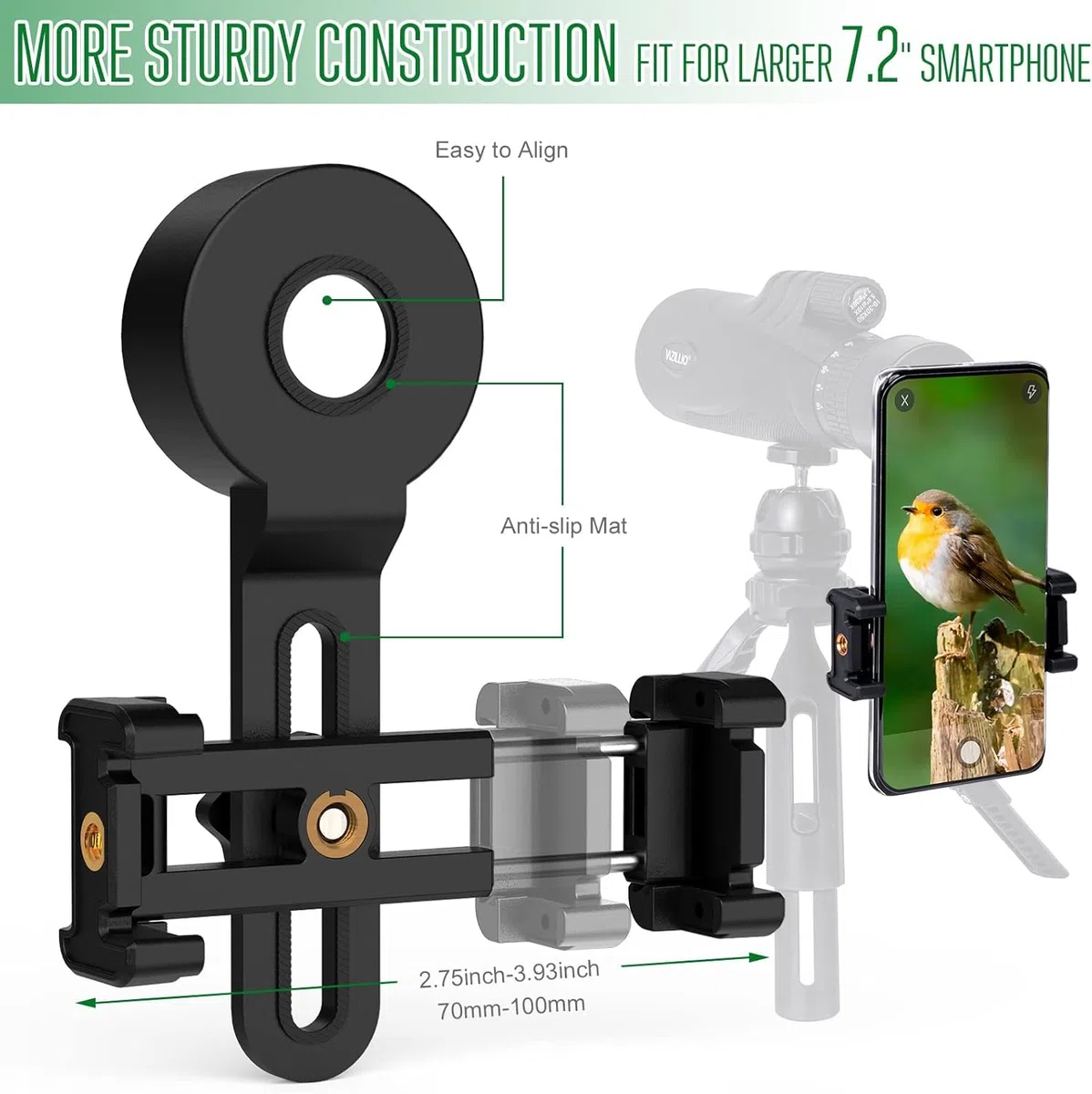 Monokular Teleskop 10-30x50 HD Monokulare Fernrohr mit Smartphone-Halter und Stativ, Wasserdicht Handy Monokular für Wildtiere Vogelbeobachtung Jagd Camping Reisen Wildtiergeheimnis