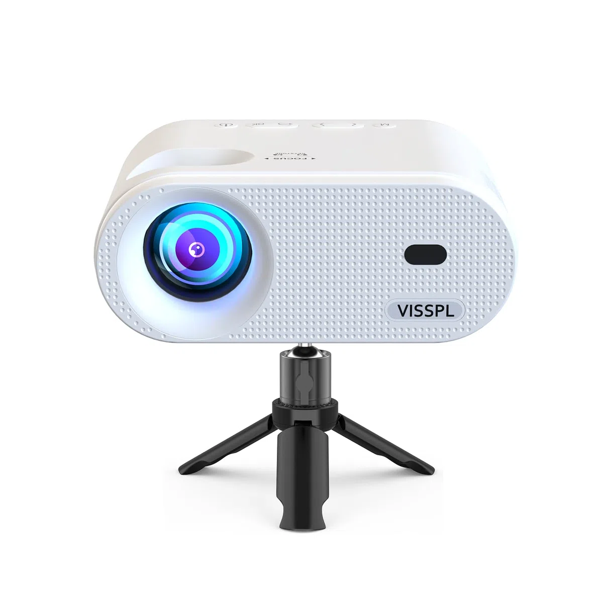 Mini Projektor mit Stativ, 12000L Kleiner Projektor Unterstützt Full HD 1080P, 50% Zoom, ±15° Trapezkorrektur, Handy Kompatibel mit HDMI, USB, AV