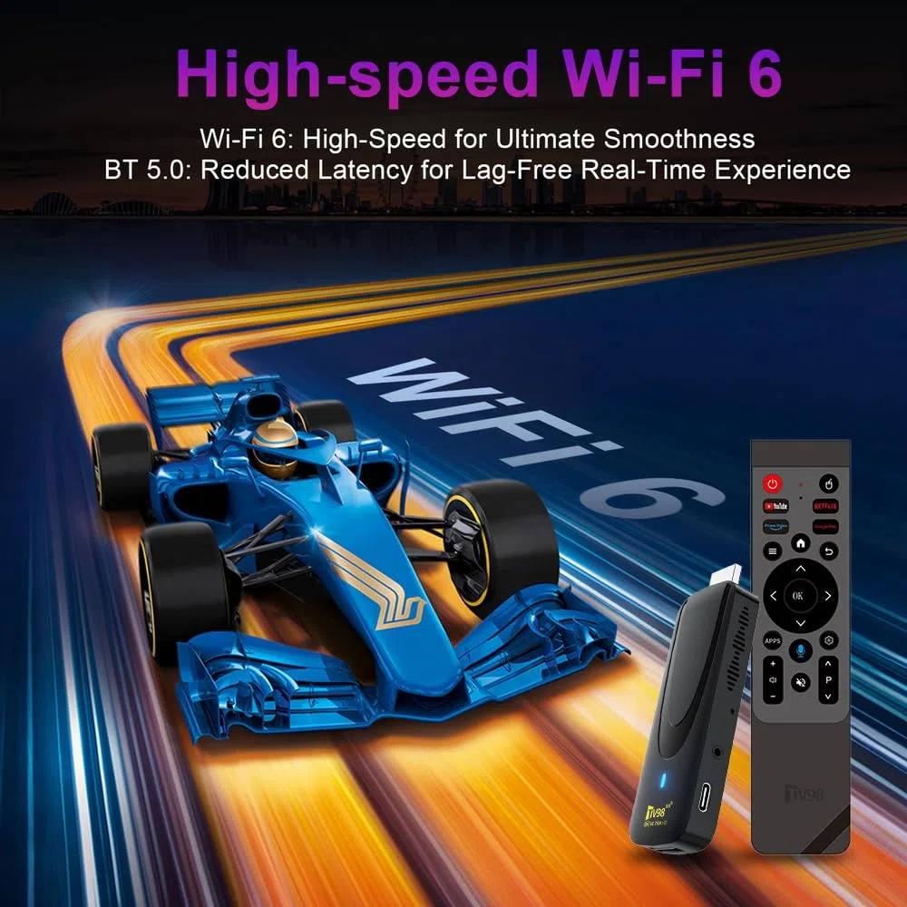 TV Stick Android 14 mit 5G WLAN, RK3518 Quad-Core Streaming Stick 4K UHD, HDMI TV Dongle mit Bluetooth 5.0, Sprachfernbedienung, Dual-Band WiFi, kompakter Media Player für TV & Heimunterhaltung