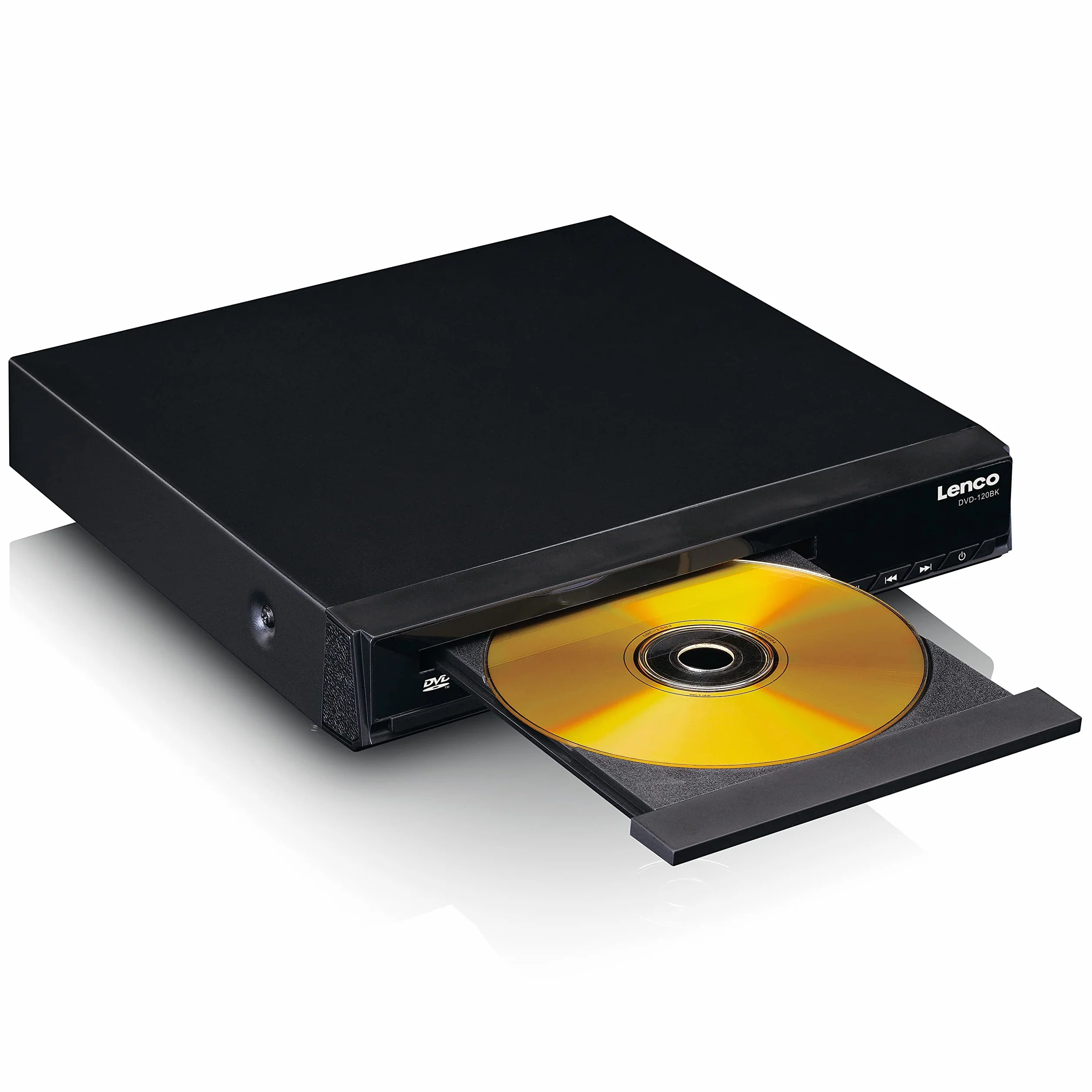 Lenco DVD-120 DVD-Player - HDMI und SCART Anschluss - USB Wiedergabe - MP3,MPG,MPEG4,AVI - Audio und Video Out - Fernbedienung -Schwarz, DVD-120BK, Kompakt