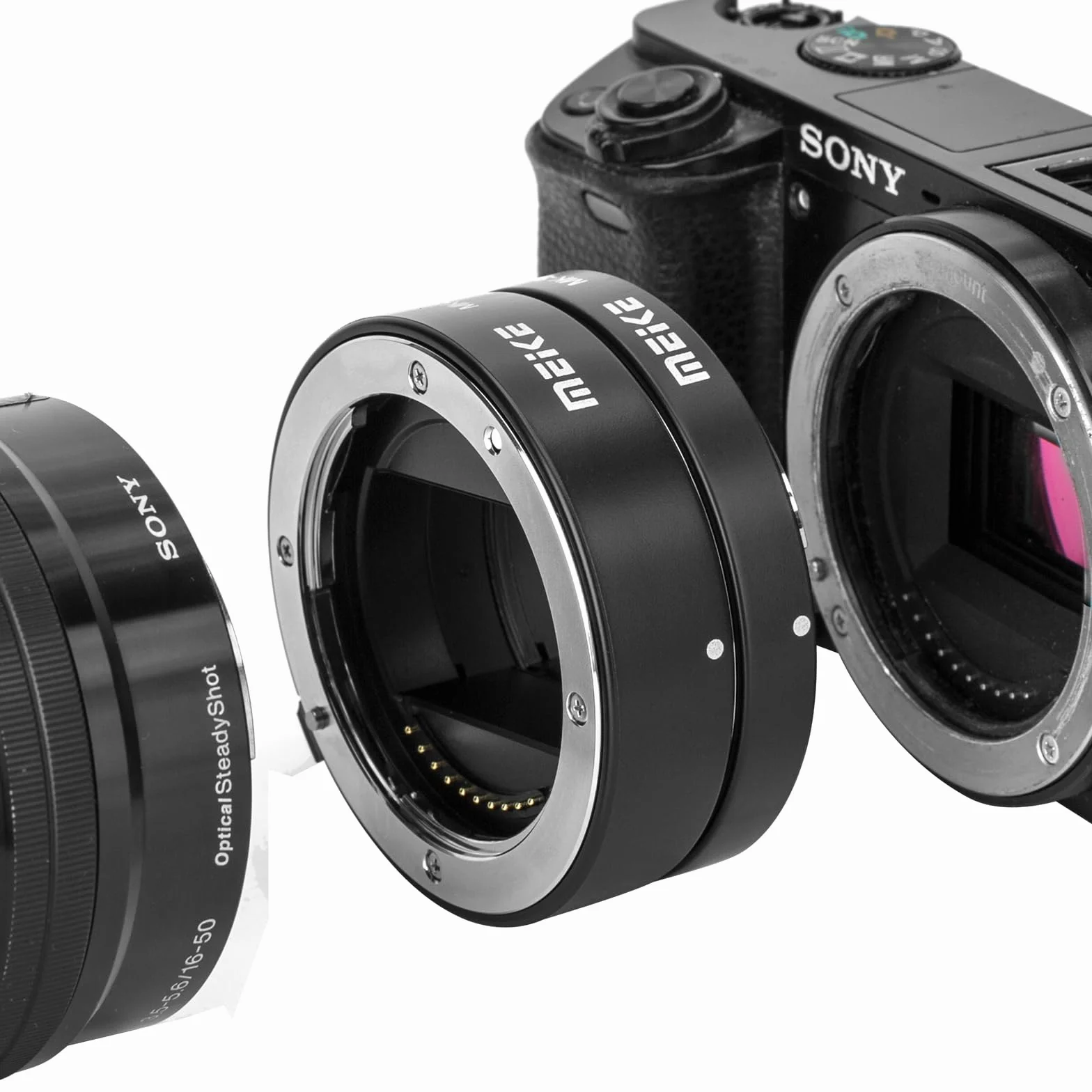 Meike MK-S-AF3A Metall-Autofokus-Makro-Verlängerungsrohr-Adapterring (10 mm + 16 mm) für Sony Mirrorless E-Mount A5000 A5100 A6000 A6300 A6500 A6400 A6600 A6100 A6600 A9 A7III A7 NEX NEX5 NEX6 NEX7