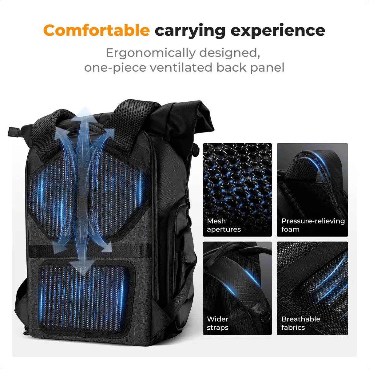 K&F CONCEPT Kamerarucksack Wasserabweisend, Fotorucksack Groß mit Erweiterbarem Volumen, Camera Backpack mit Laptopfach 15.6 Zoll für DSLR SLR Kameras