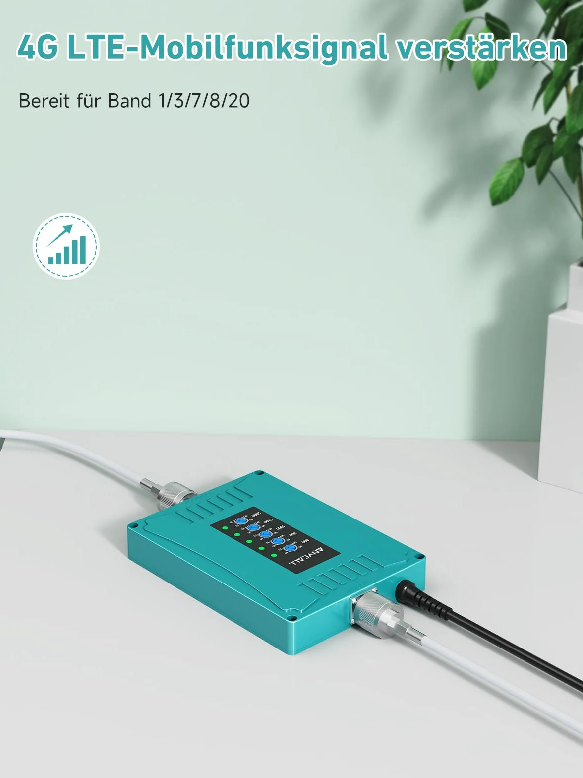 Mobilfunk Verstärker für Band 1/3/7/8/20, Handy Signalverstärker für Haus und Büro, 5G 4G LTE 3G GSM Repeater für Alle Europäischen Netzbetreiber O2 E-Plus T-Mobile Vodafone, MGC&AGC