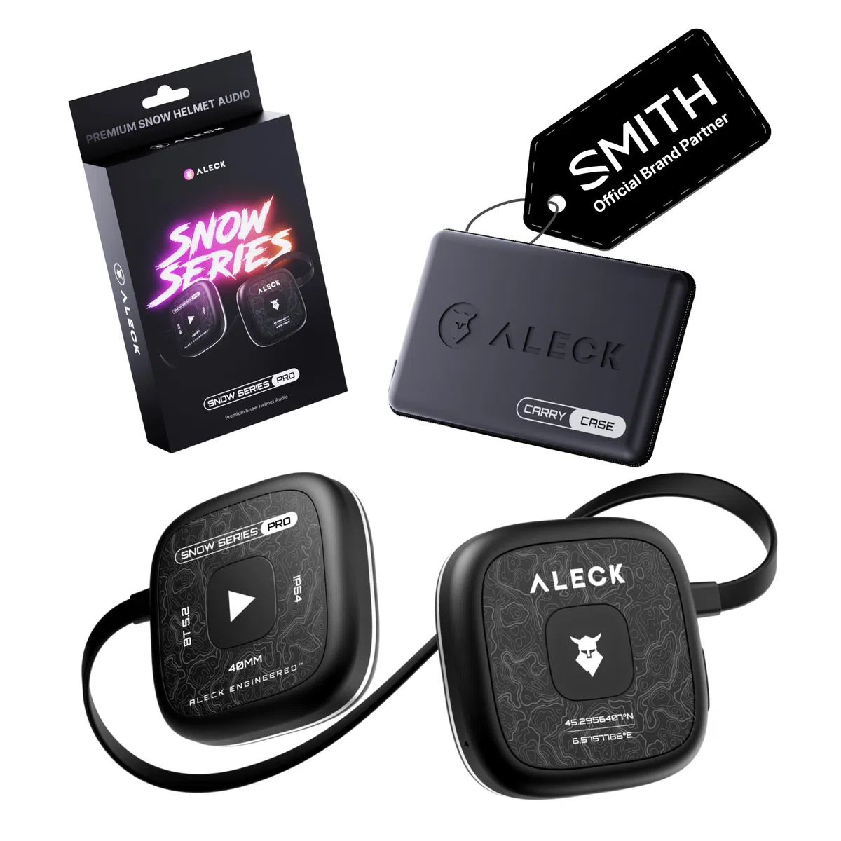 ALECK Snow Series Pro Universal Wireless Bluetooth Helm Lautsprecher Kopfhörer für Ski und Snowboard Audio Ready Helme, Handschuhfreundliche Steuerung, Mikrofon Headset für Freisprechanrufe
