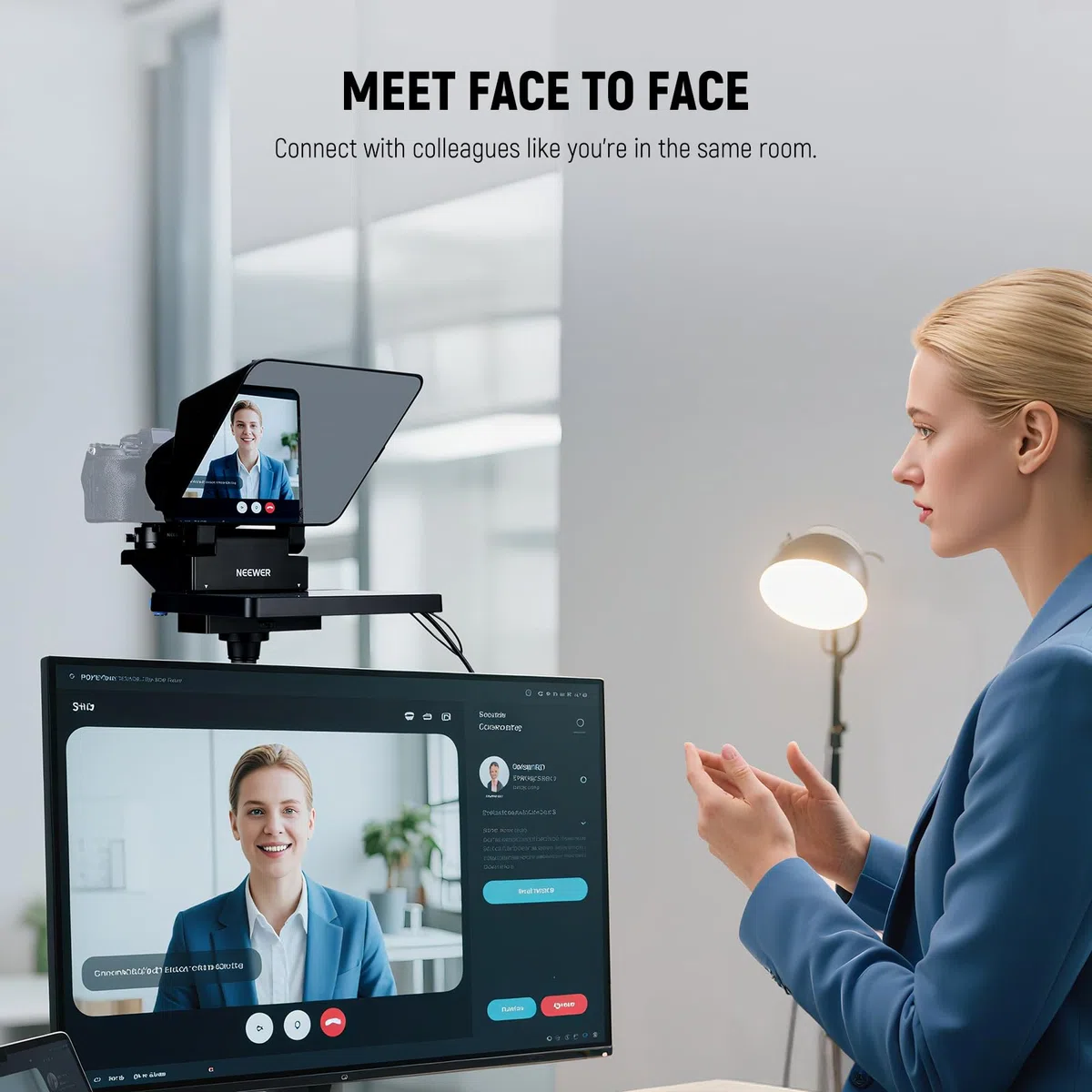 NEEWER 2 in 1 Teleprompter 11 Zoll mit Monitor für Windows MacOS, Tragbare Prompter für Kamera Webcam Handy Tablet Bildschirm Spiegelung, für YouTube Twitch Live Streaming Konferenz, X11