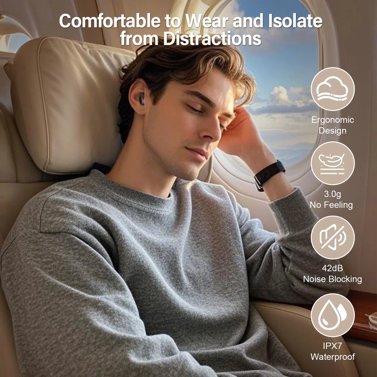 ZYHKON Bluetooth Kopfhörer, Bluetooth 5.4 Schlafkopfhörer In Ear mit Touchscreen, 48H Spielzeit Mini Kopfhörer mit HiFi Sound/5 EQ-Modi/ENC Noise Cancelling, Wireless Ohrhörer für Seitenschläfer