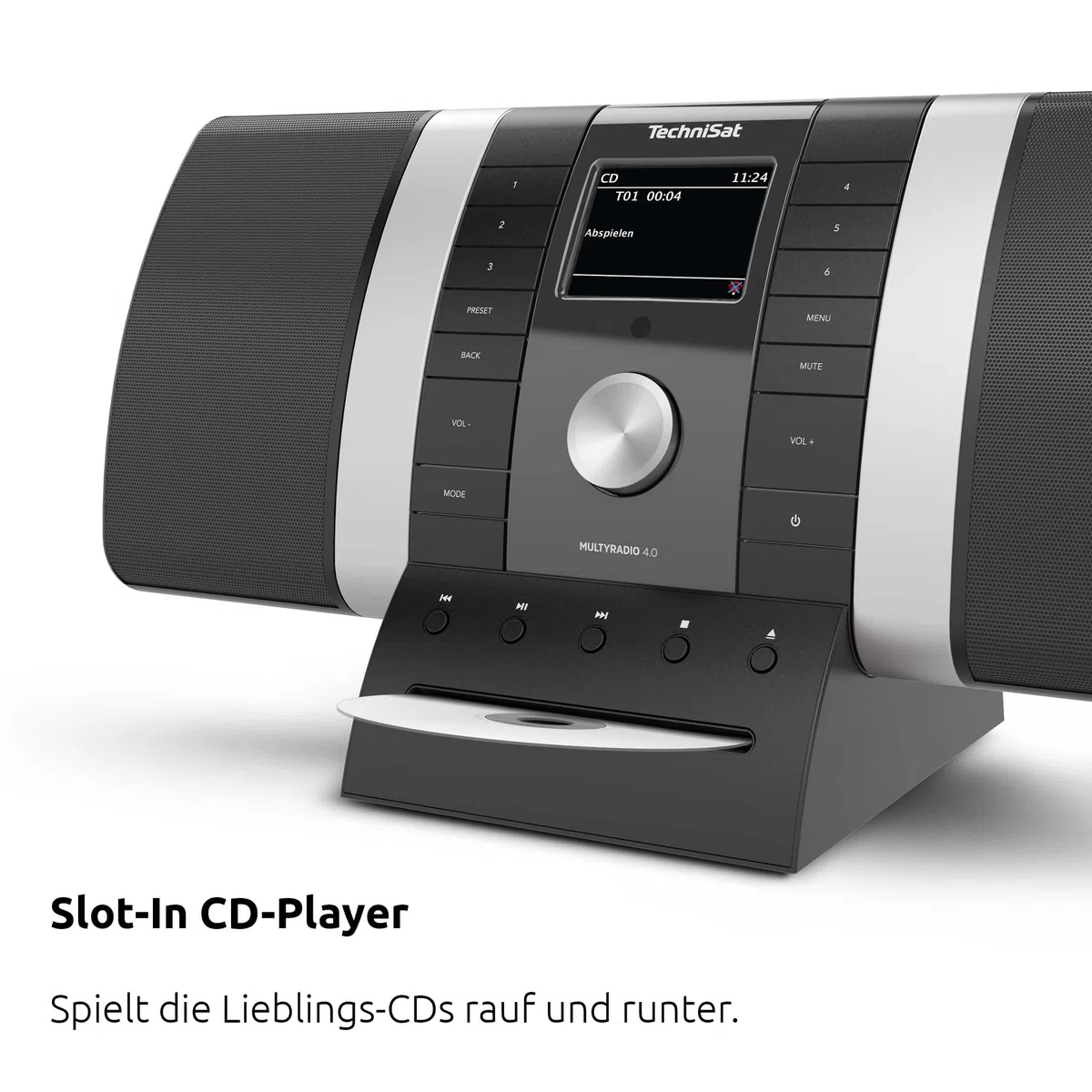 TechniSat MULTYRADIO 4.0 SE - Internetradio (WLAN Radio, DAB+, UKW, Spotify, Bluetooth, CD-Player, USB, Farbdisplay, 2 x 10 Watt Stereo Lautsprecher) Schwarz/Silber