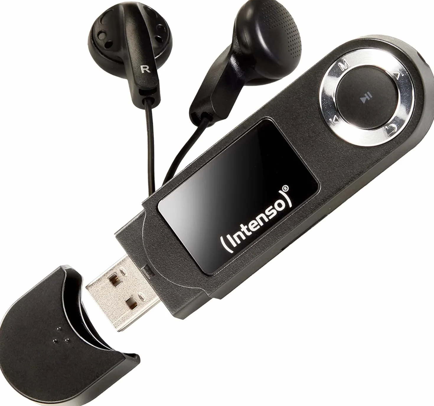 Intenso Music Walker MP3 Player 64 GB mit LCD Display, microSD Karte, USB 2.0, AAA Batterie, Kopfhörer, schwarz