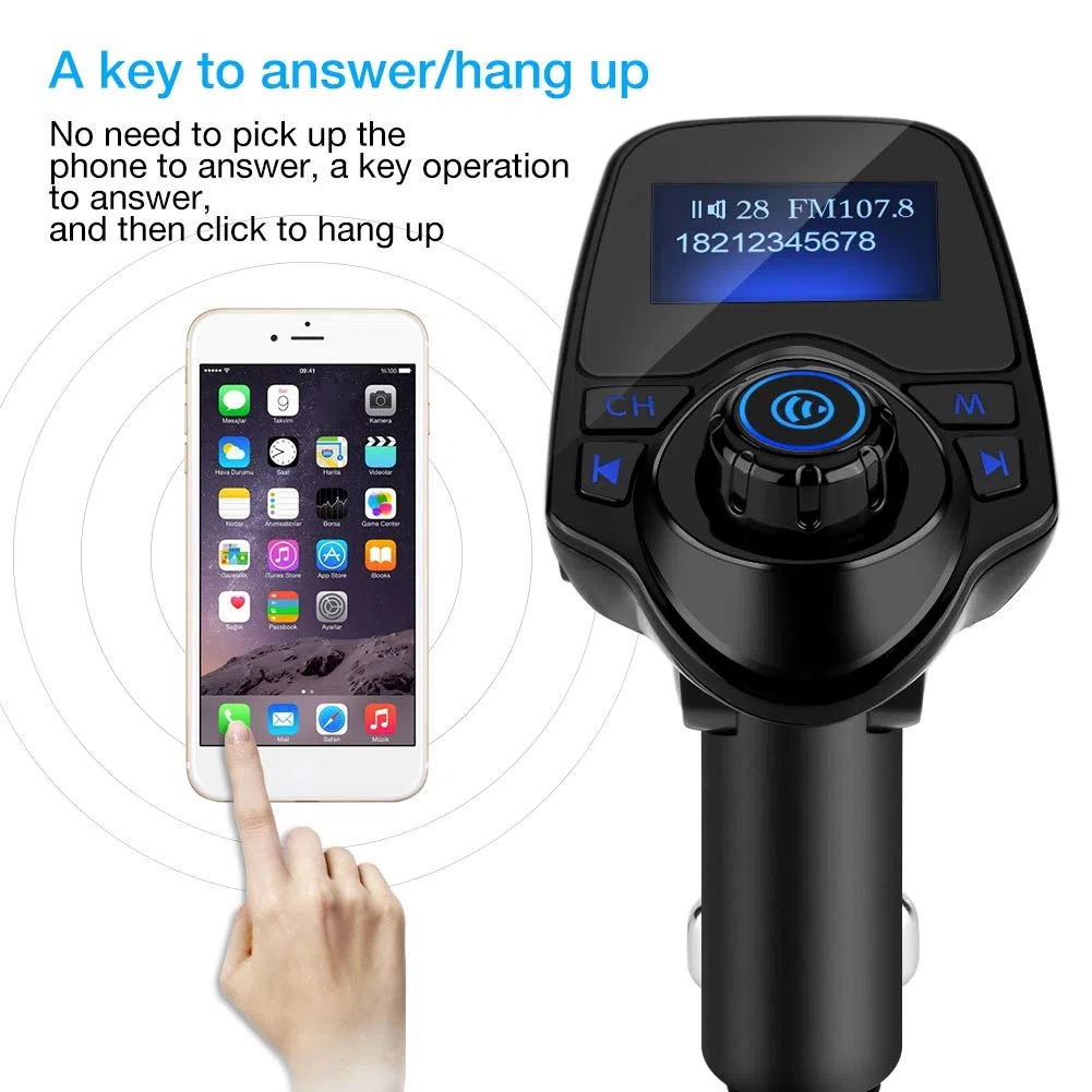 FM-Transmitter, T11 Bluetooth Wireless Freisprecheinrichtung MP3-Player FM-Transmitter USB-Ladegerät