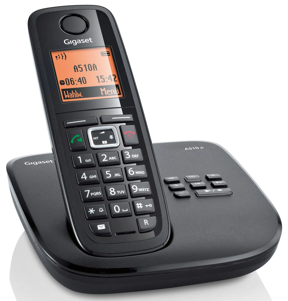 Gigaset A510A Schnurlostelefon (beleuchtetes Display, Anrufbeantworter, DECT) schwarz