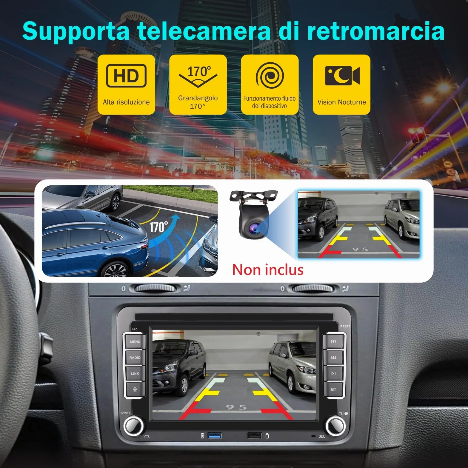 Linux Autoradio Mit Bildschirm für Golf 5 6 VW Polo 6R T5 Passat Touran Seat, 7 Zoll Wireless Carplay & Android Auto, MirrorLink, Navigation, Lenkrad Strg, DAB, SWC, Bluetooh/WLAN/FM/AM/USB/DSP/RDS