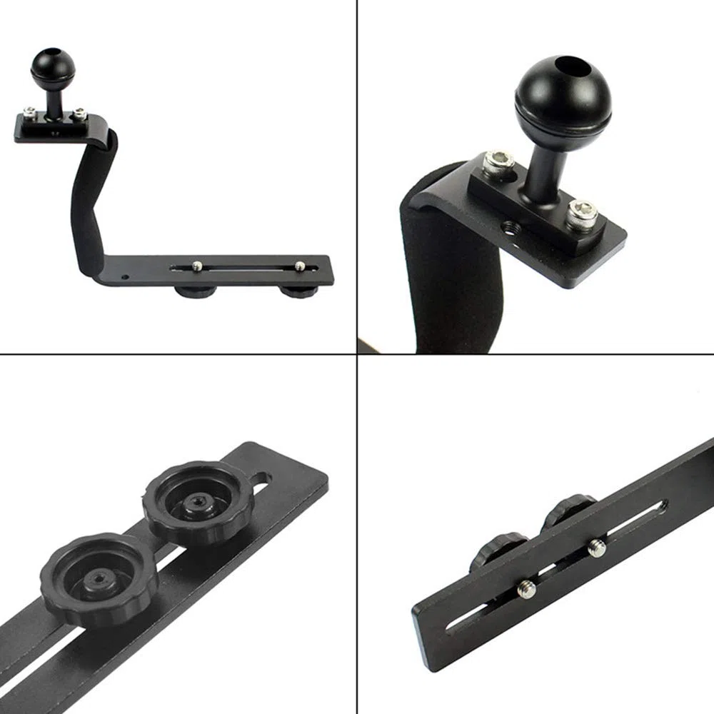Tauchschalengriff, Unterwassergriffschalenhalterung, Gleitschienendesign aus Aluminiumlegierung an der Unterseite, mit 2 Schrauben