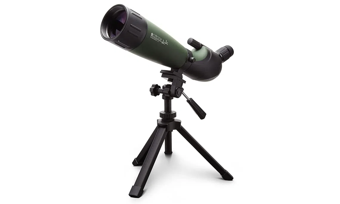 KONUS | KONUSPOT-65 Spektiv für die Jagd und den Schießsport, ideal für die Vogelbeobachtung in der Morgen- und Abenddämmerung, Zoom/Durchmesser 15-45x65, mit Tischstativ und Smartphone-Halterung