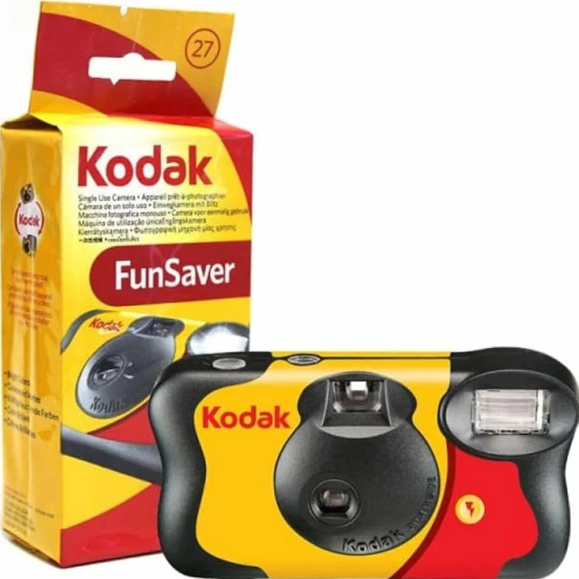 Kodak Fun Saver Einwegkamera mit Blitz, 35 mm, 27 Belichtungen, 4er-Pack