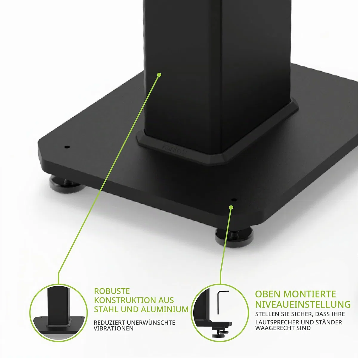 Kanto SX22 Universal Fillable Speaker Floor Stands for Bookshelf Speakers | 22" Tall | Dedicated Cable Channel | Fill Bags Incl. | Pair | Black