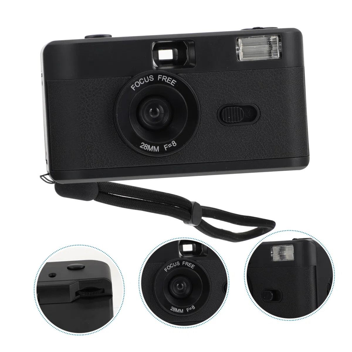 Gadpiparty Vintage Filmkamera aus ABS Wiederverwendbar mit Eingebautem Blitz Schwarz