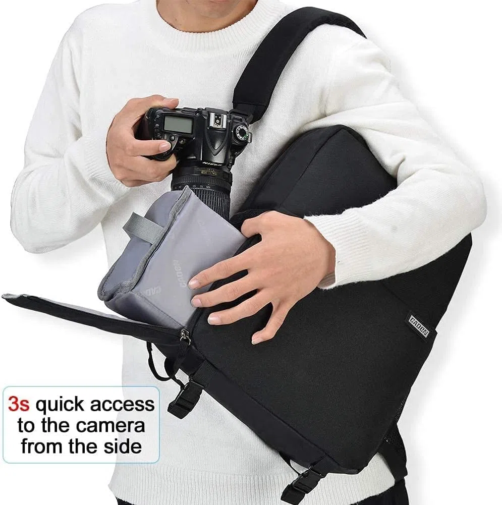 Kamerarucksack, CADeN Wasserdicht Kameratasche Dual Use SLR Bag Diebstahl Fotorucksack Kompatibel mit spiegelreflexkamera Canon Nikon Sony Stativ(Schwarz)