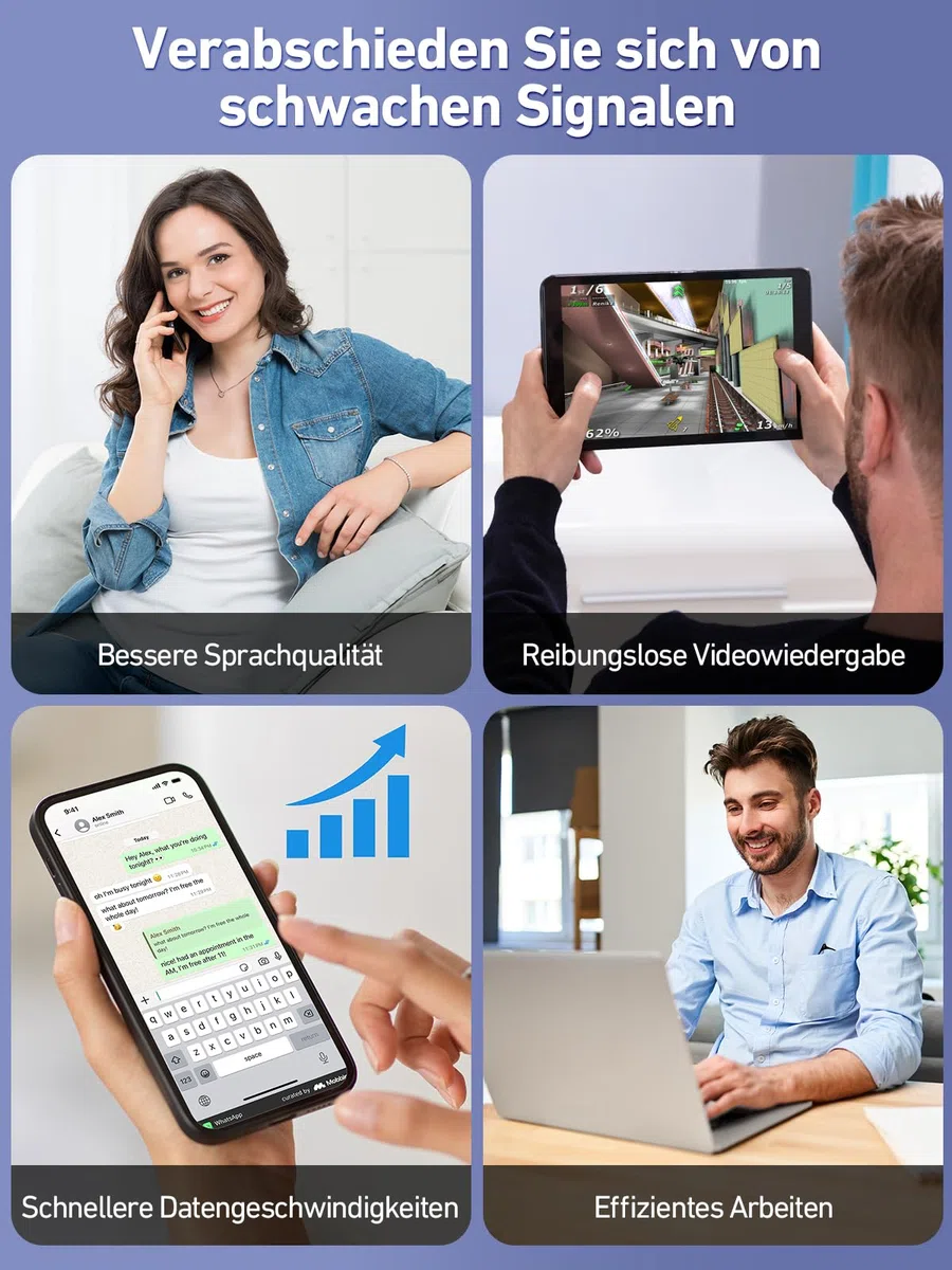 Mobilfunk Signalverstärker auf Band 1/3/7/20, Empfangsverstärker Handy für Zuhause, 5G 4G LTE GSM Repeater mit Hoher Verstärkung, Handynetz Verstärker für O2 E-Plus T-Mobile
