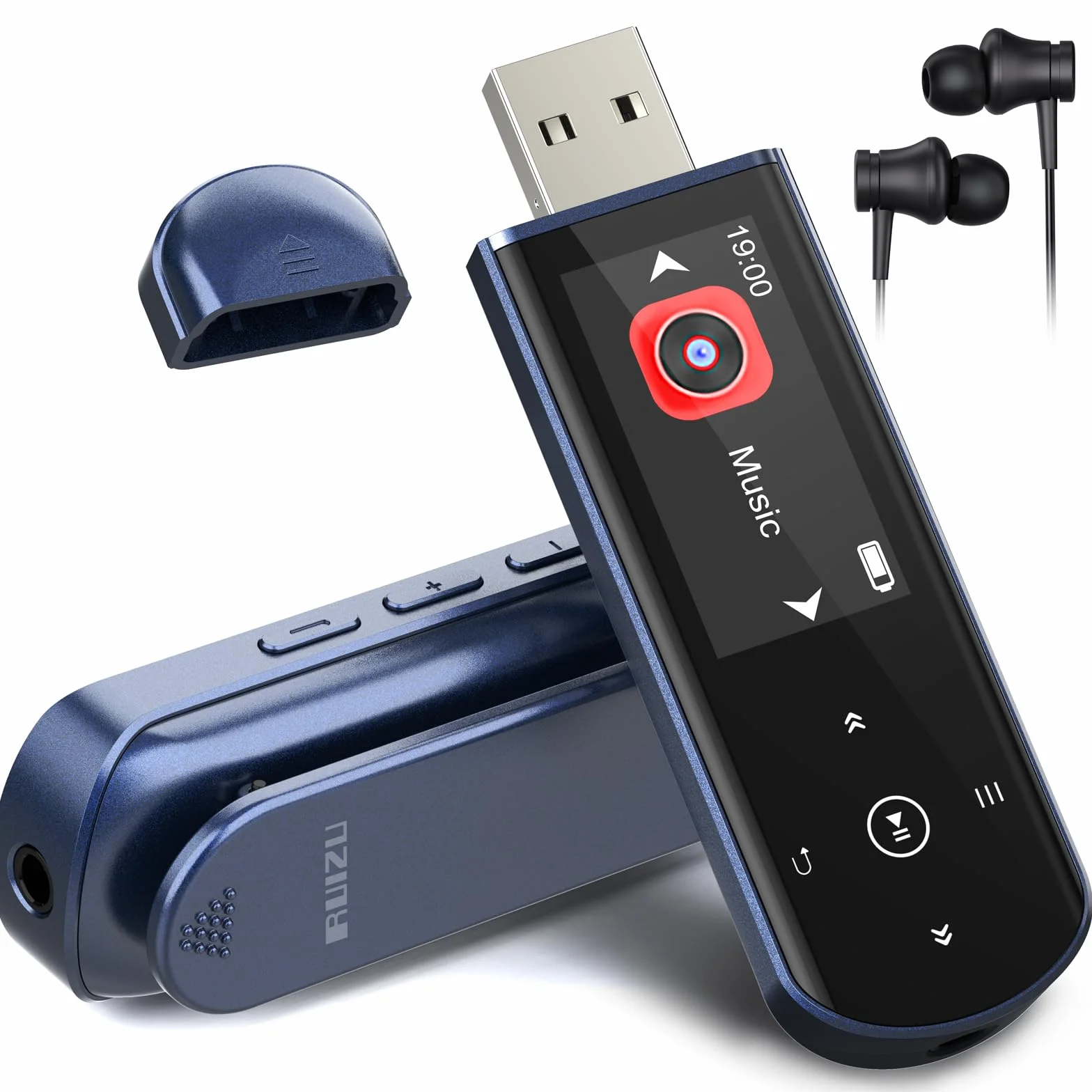 64GB Tragbarer USB MP3 Player mit Bluetooth 5.3, Clip für Sport & Laufen, FM Radio, Voice Recorder, Handy-Dateiübertragung & digitaler Audio-Shuffle