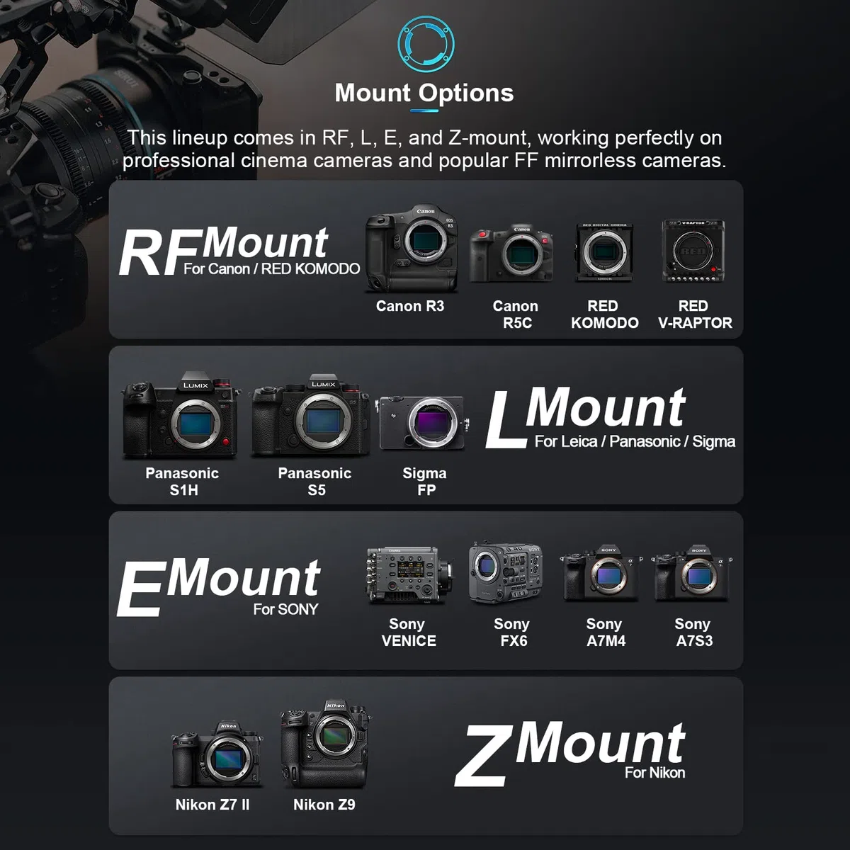 SIRUI T2.9 1.6X Vollformat RF Mount Anamorphoten Objektive Set mit 1.25x Anamorphoten Adapter (35mm,100mm)