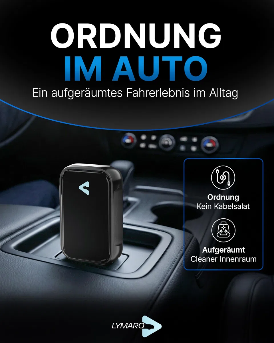 Carplay Wireless Adapter & Android Wireless Adapter fürs Auto – USB-A Plug & Play Nachrüstadapter, Upgrade auf kabelloses Apple CarPlay & Android Auto (Black)
