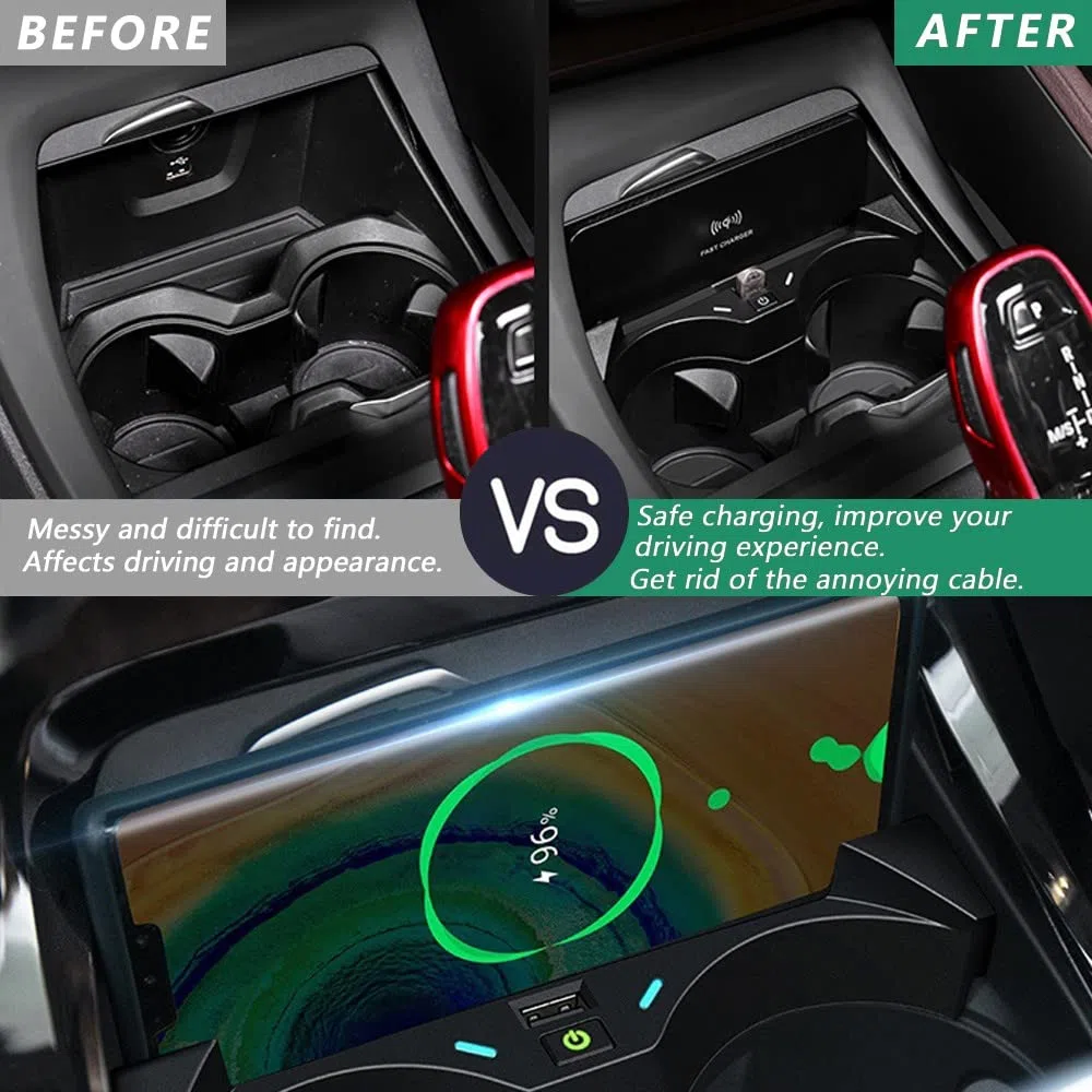 Kabelloses Auto Ladegerät für BMW X1 2016-2022 / BMW X2 2020-2022 | 15W Wireless Schnellladendes Handy-Ladegerät für BMW X1 X2 Center Console-Zubehörfeld, Geschenk für BMW X1-Besitzer