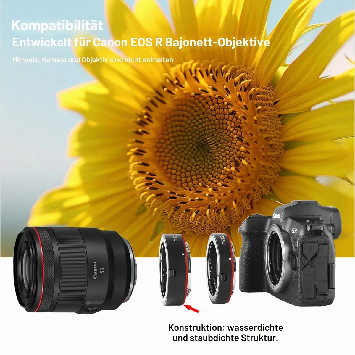 Meike MK-RF-AF1 13mm + 18mm Metall AF Vollrahmen Makro Extension Tube Adapter Ring Kit für Canon EOS-R Series Kameras Canon RF Mount Kameras EOS-R EOS-RP
