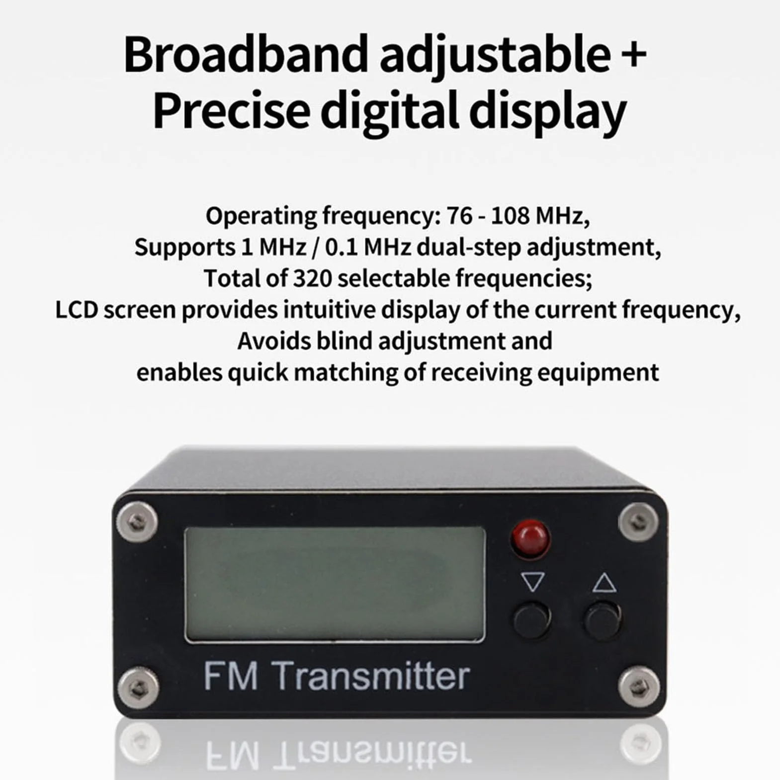 Jectse Digitales FM-Sendermodul, 2000 M 500 MW FM-Stereosender, 3,5-mm-Anschluss, USB-C-Anschluss, für Kleine -Radiosender, Telefon, PC, MP3 (Black)