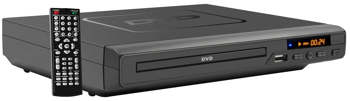 Reflexion DVD366, DVD-CD-Player, Slim Line, Display, CD-Kopierfunktion auf USB, Anti-Schock-System, Coax-Audioausgang, Schwarz