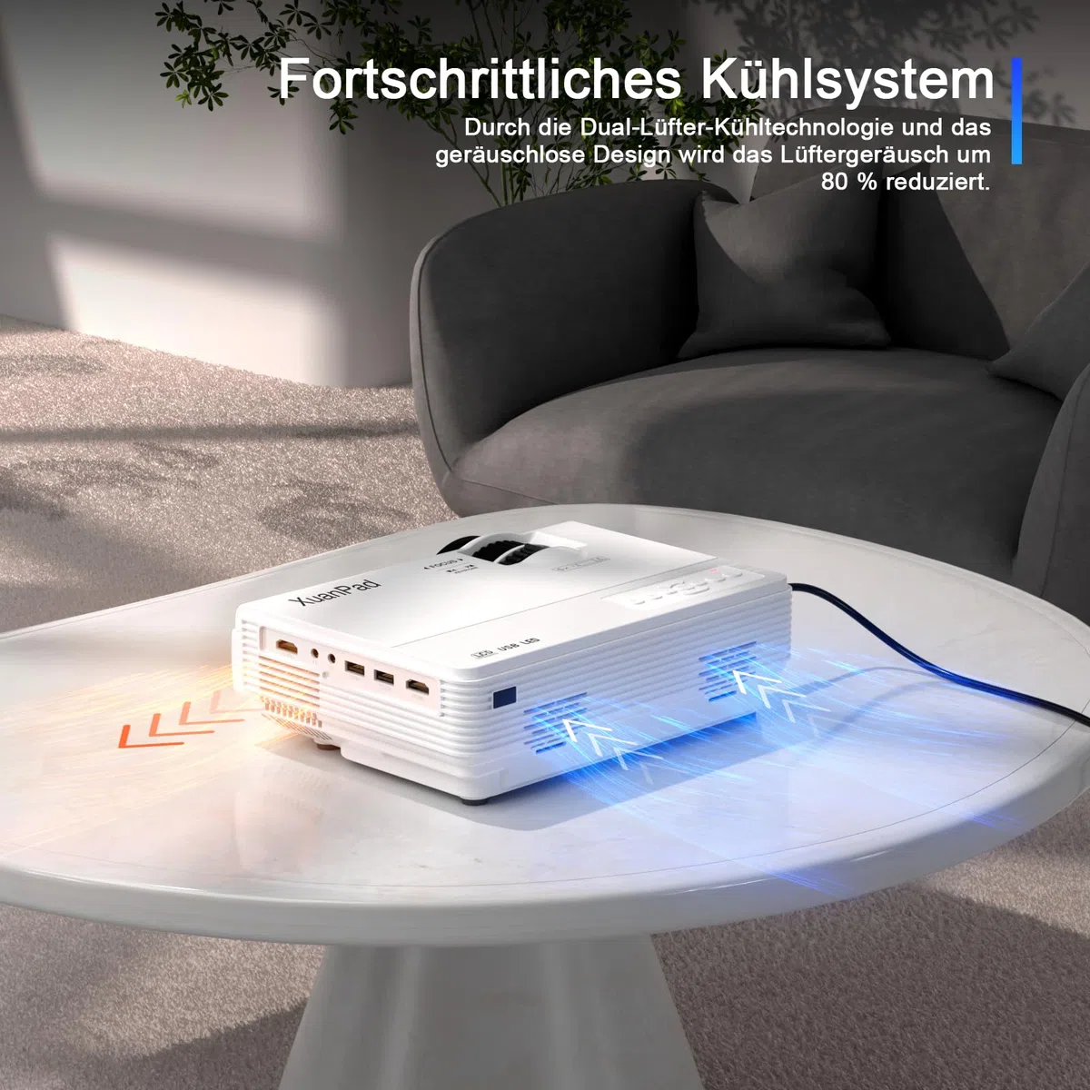 XuanPad Mini Beamer 21000L HD 1080P WiFi Bluetooth Heimkino Projektor Kompatibel mit TV Stick HDMI USB AV Laptop