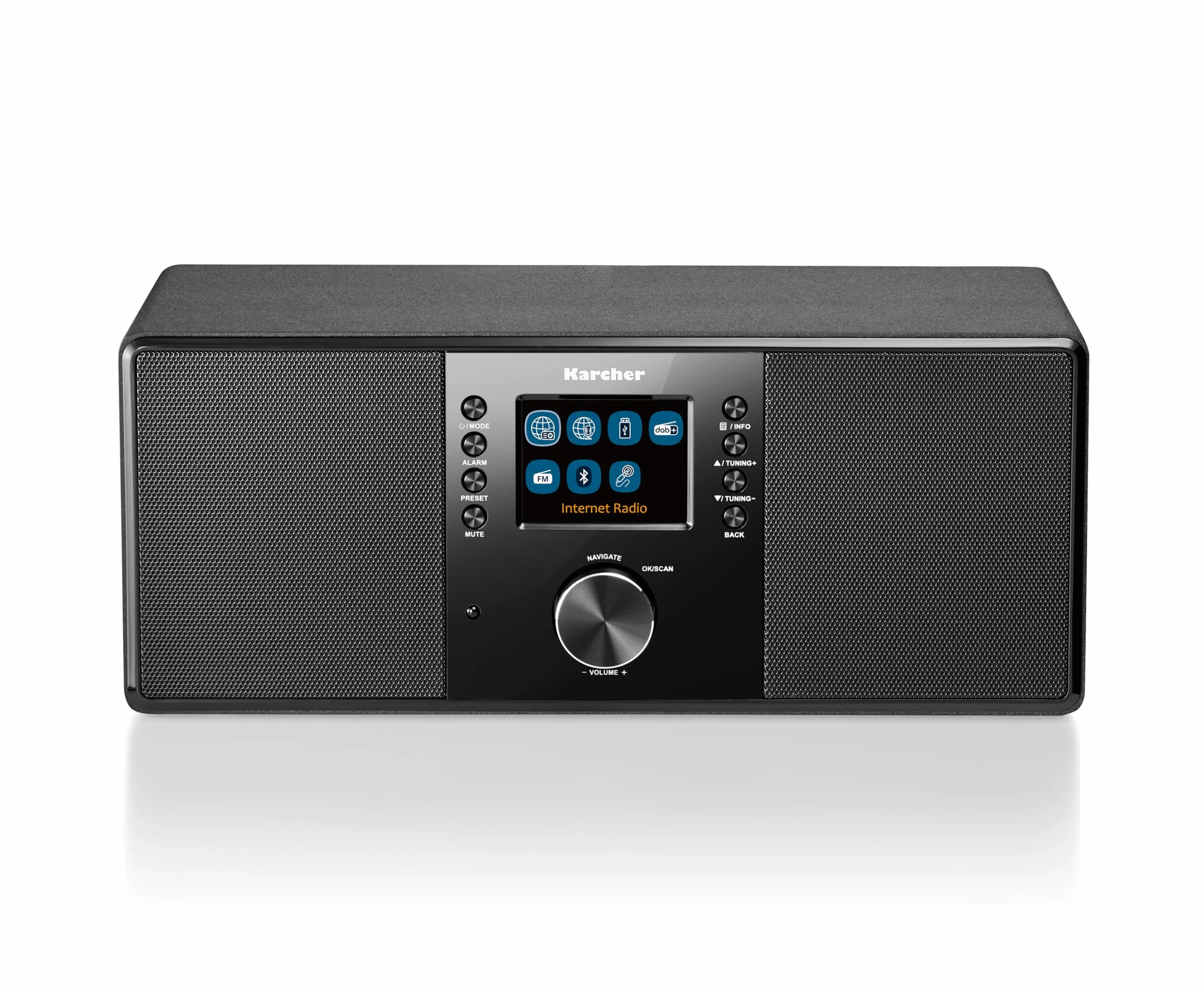 Karcher DAB 7000i - Stereo Internetradio (DAB+ / UKW, WLAN und Bluetooth, Farbdisplay, USB, AUX-In, 14 Watt, Wecker, Kopfhöreranschluss, Digitalradio inkl. Fernbedienung, schwarz)