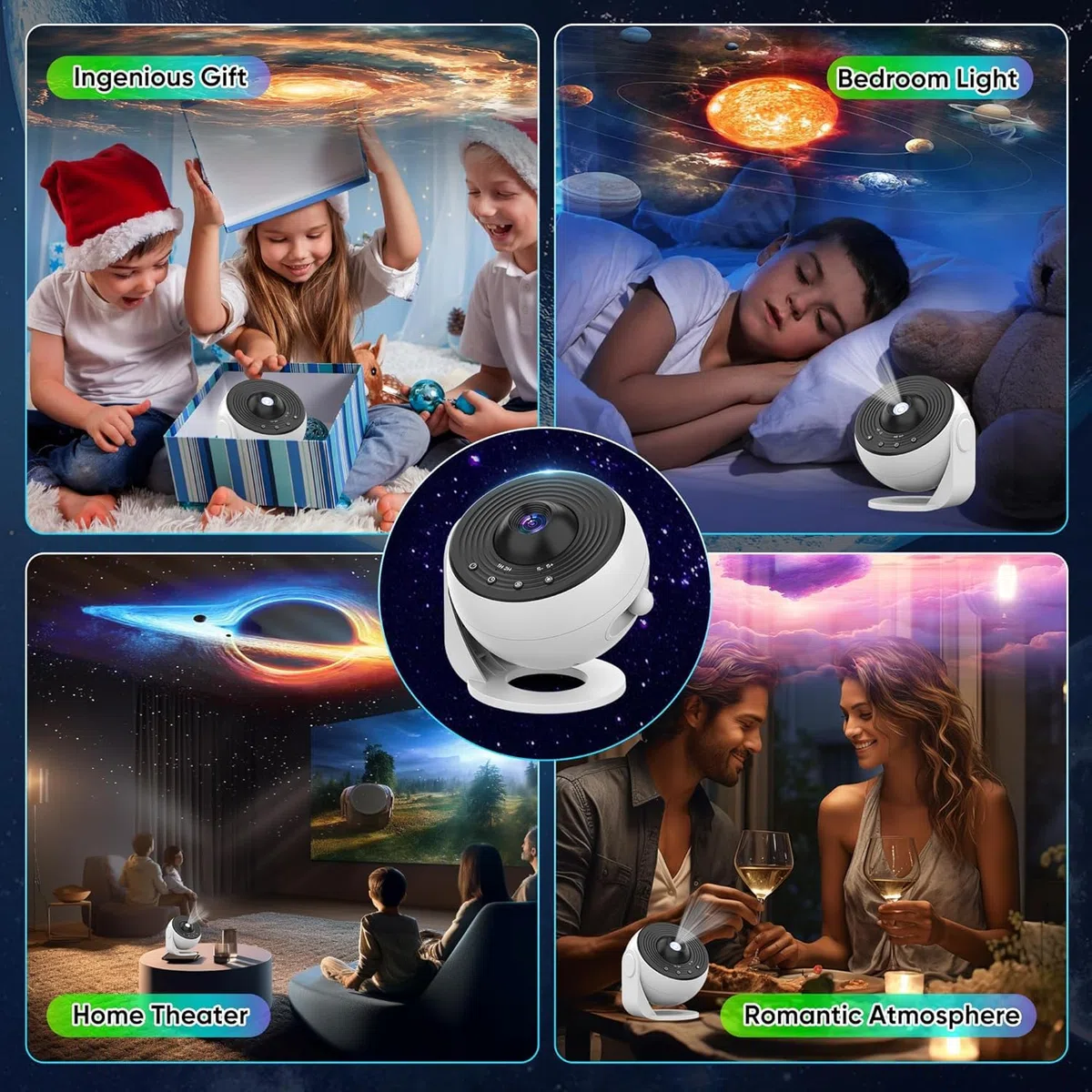 Upgrade Galaxy Projektor Pro, Lomoo 13 in 1 HD Planetarium Star The Milky WayProjektor für das Schlafzimmer, 360 rotierende Sternenlicht mit verstellbarem Knopf und Timer für Decke, Geschenke,