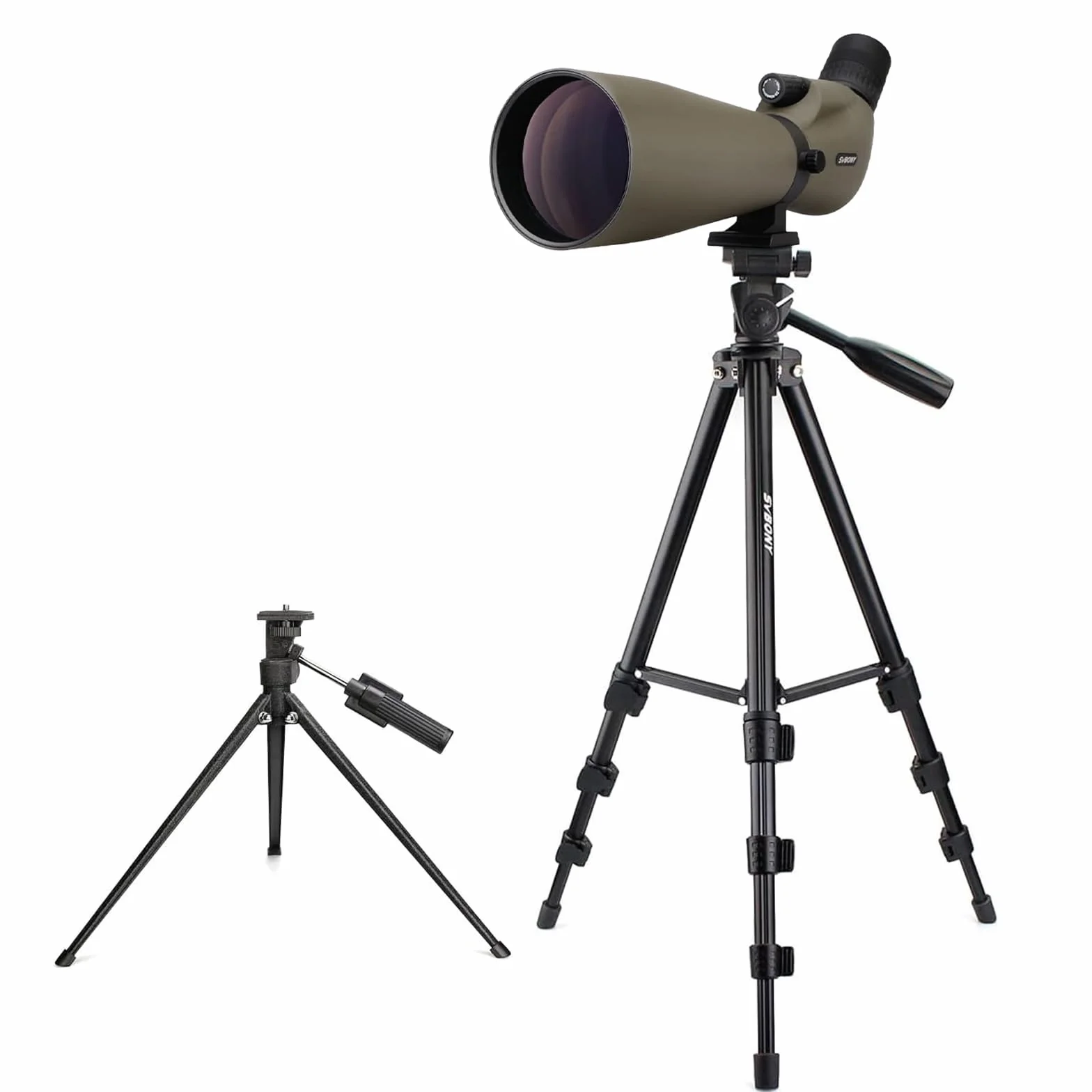 Svbony SV401 Spektiv mit Doppel Stativ, HD 20-60X80 Wasserdichtes Abgewinkeltes Okular Porro Prisma FMC Optik Monokular Spektive Fernrohr für Sportschützen Vogelbeobachtung